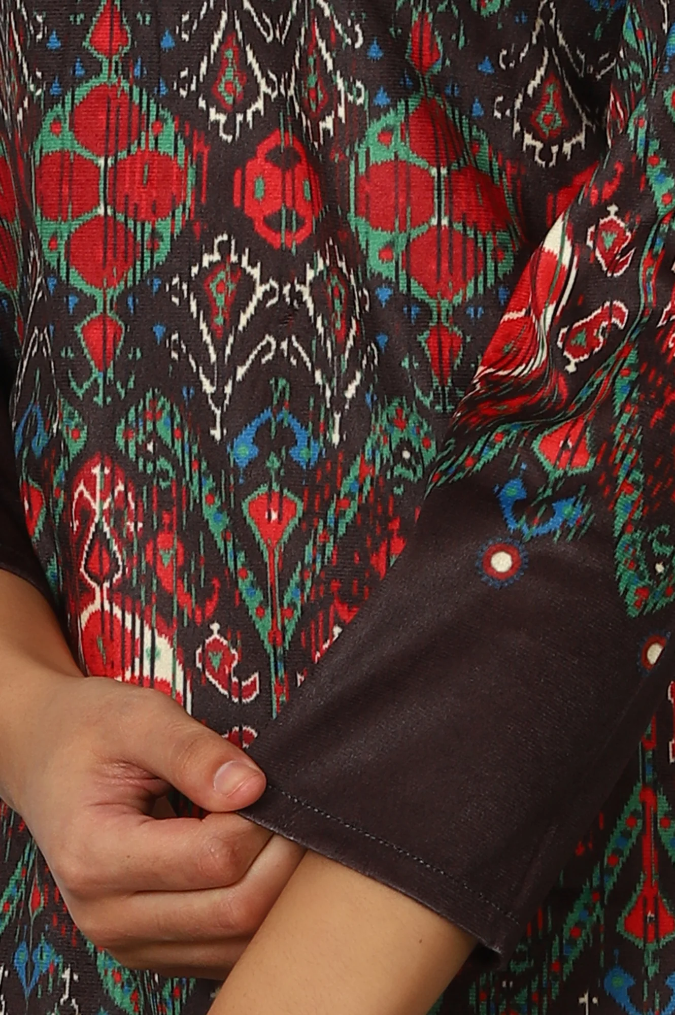 Multicolour Printed Mirror Work Straight Kurta - Image 7