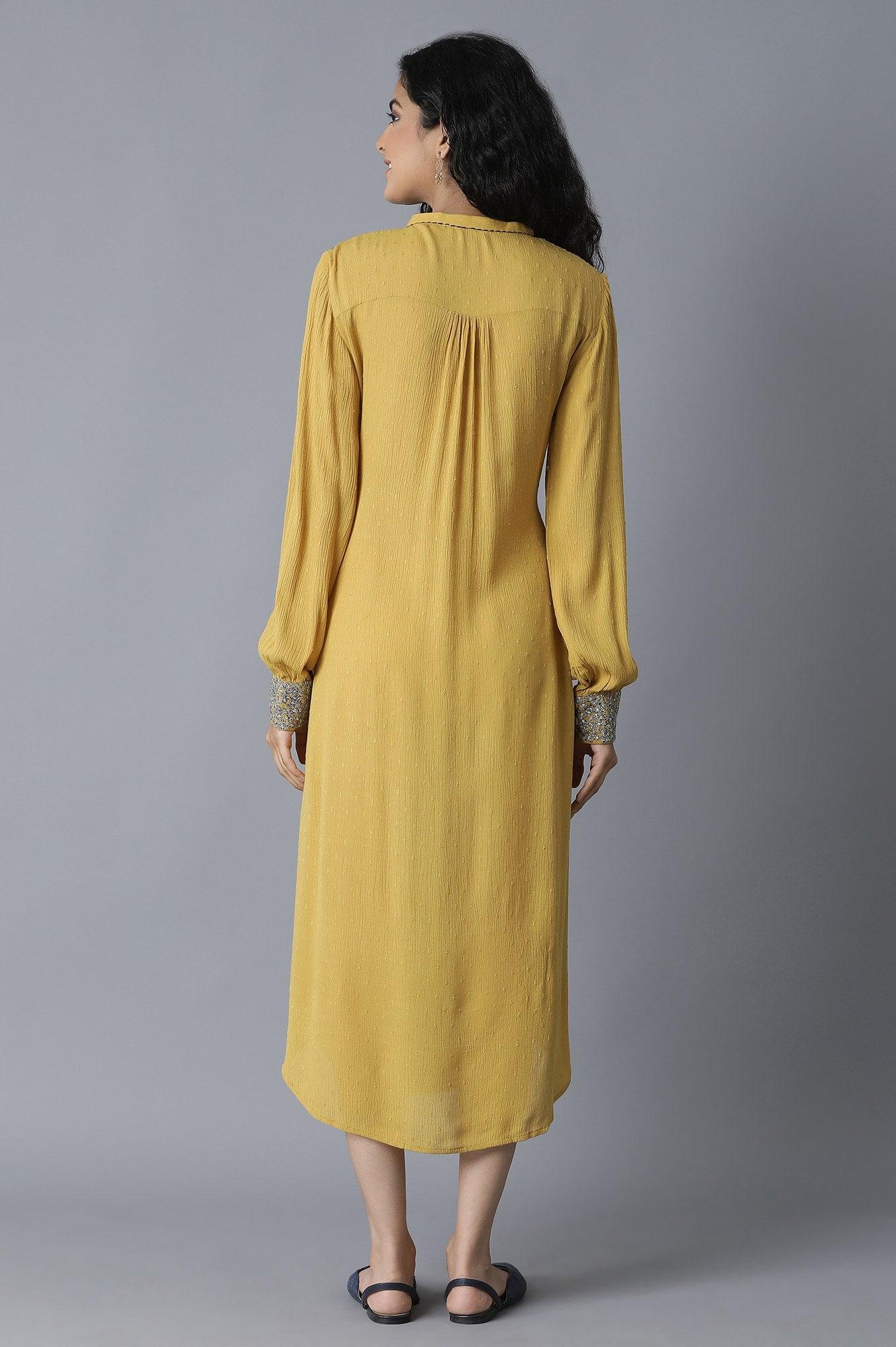 Mustard Yellow Gathered Dress - Image 2