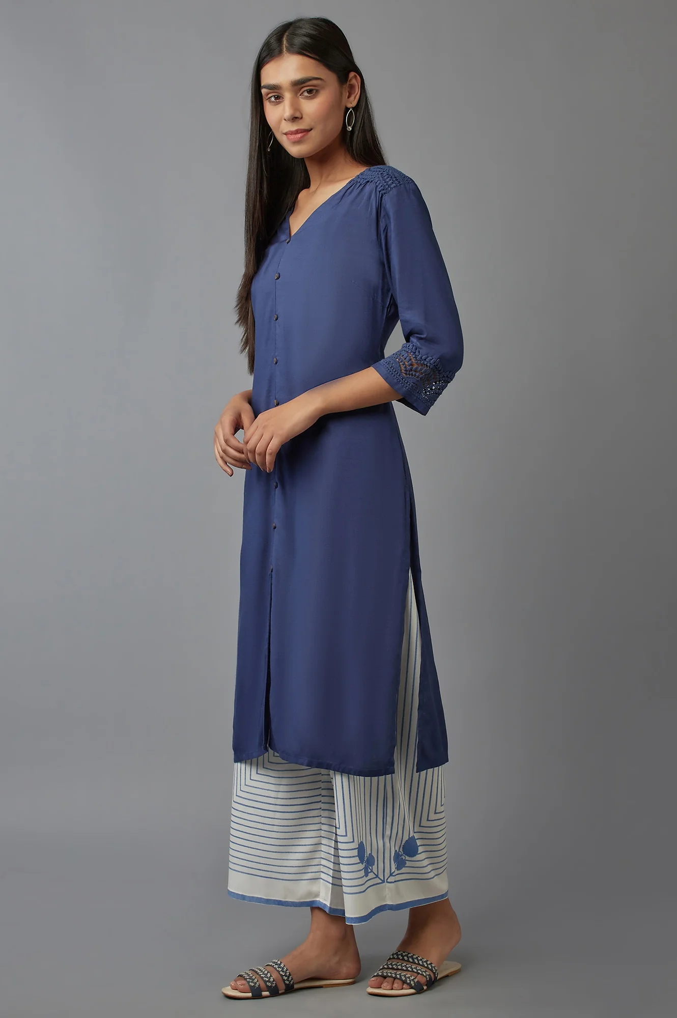 Navy Blue Button Down kurta - Image 3