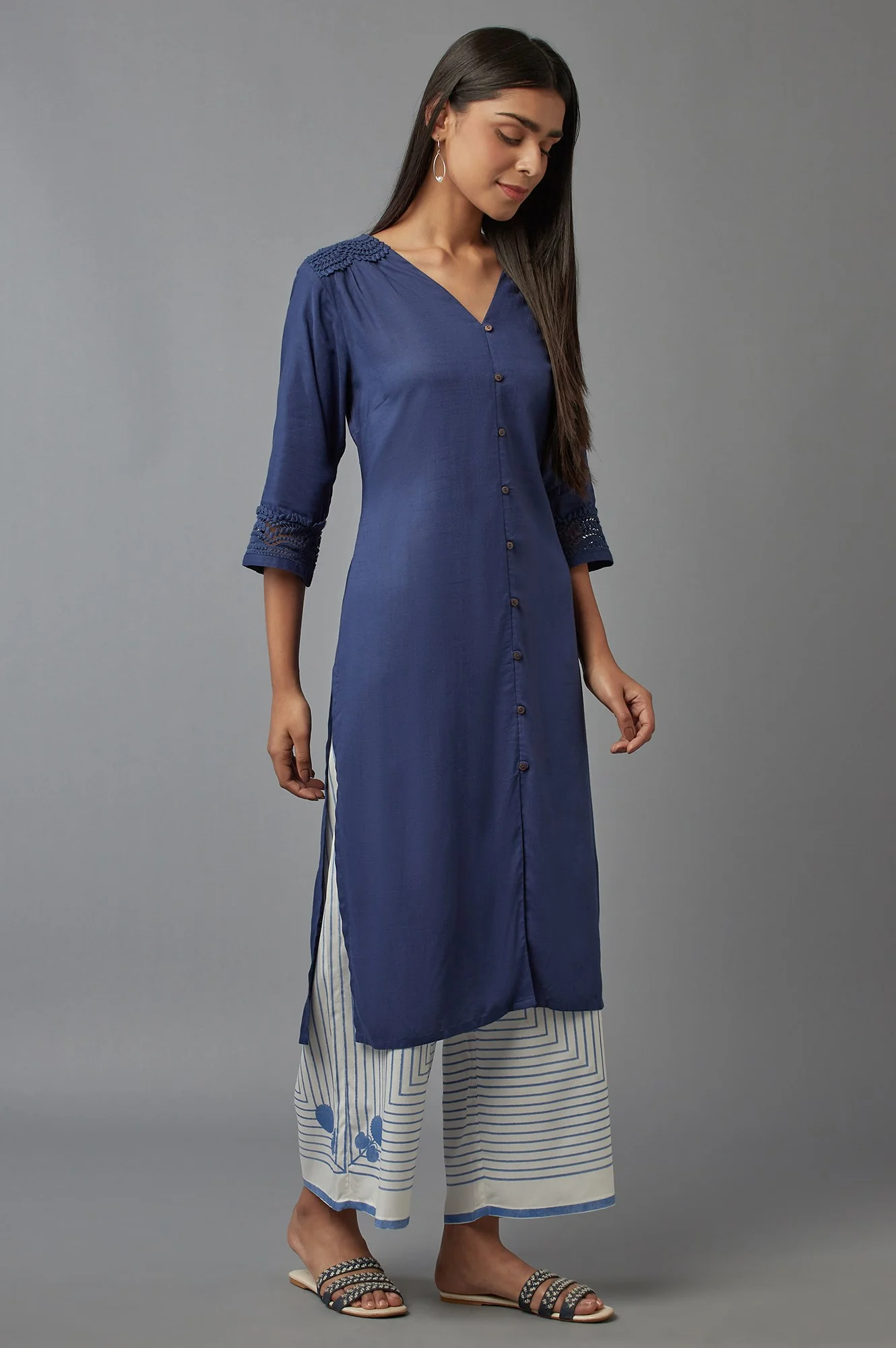 Navy Blue Button Down kurta - Image 4