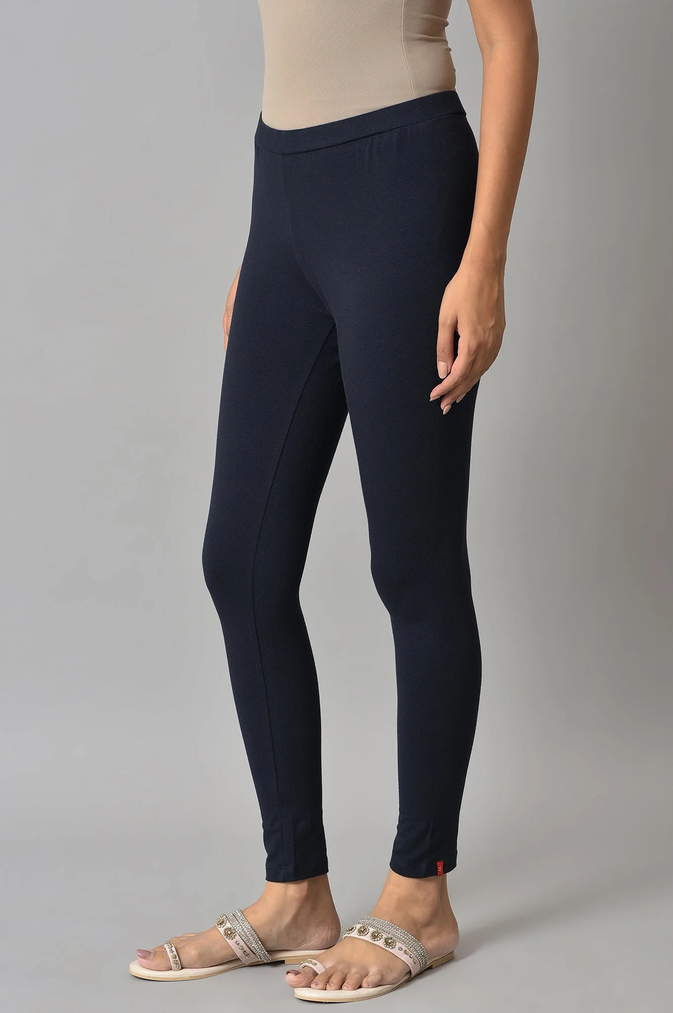 Navy Blue Cotton Jersy Tights - Image 3