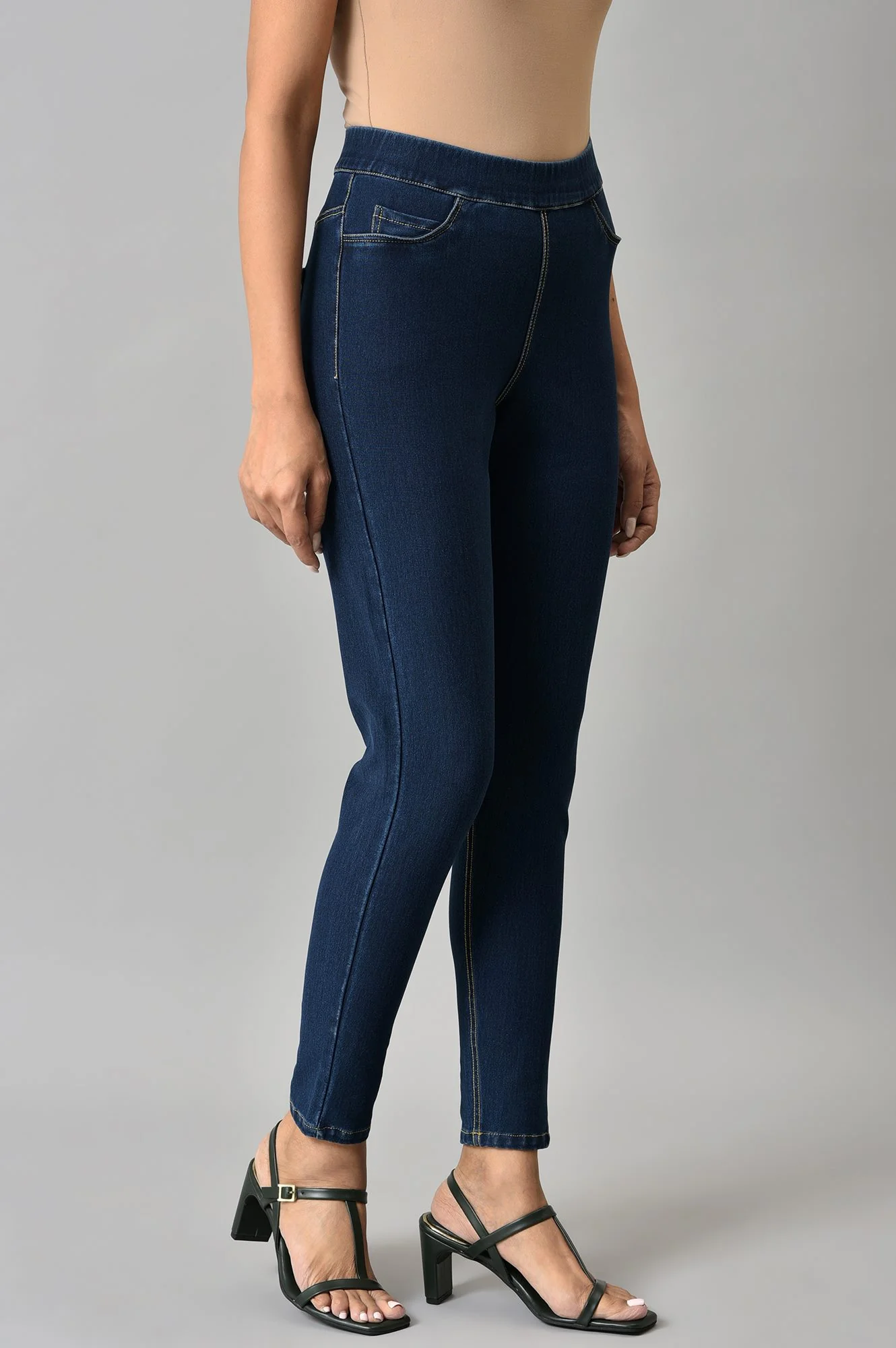 Navy Blue Denim Jeggings - Image 4