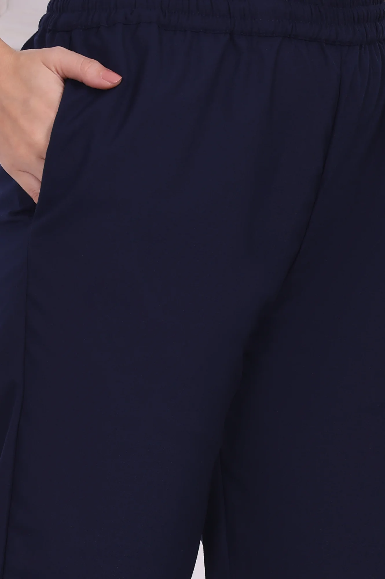 Navy Blue Ethnic Motifs Printed Straight Kurta, Pants and Dupatta Set - Image 8