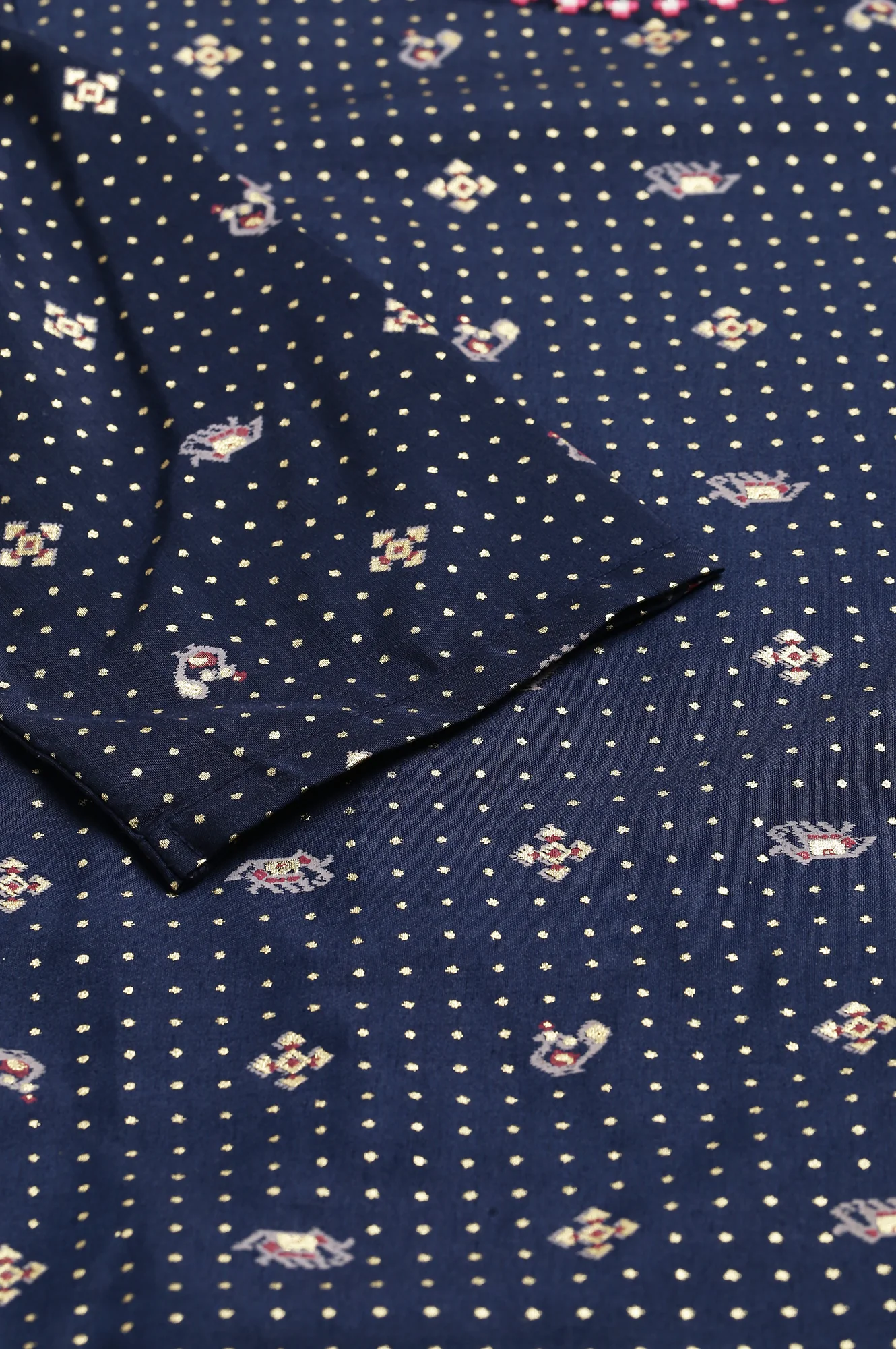 Navy Blue Printed A-Line kurta With Embroidery - Image 7