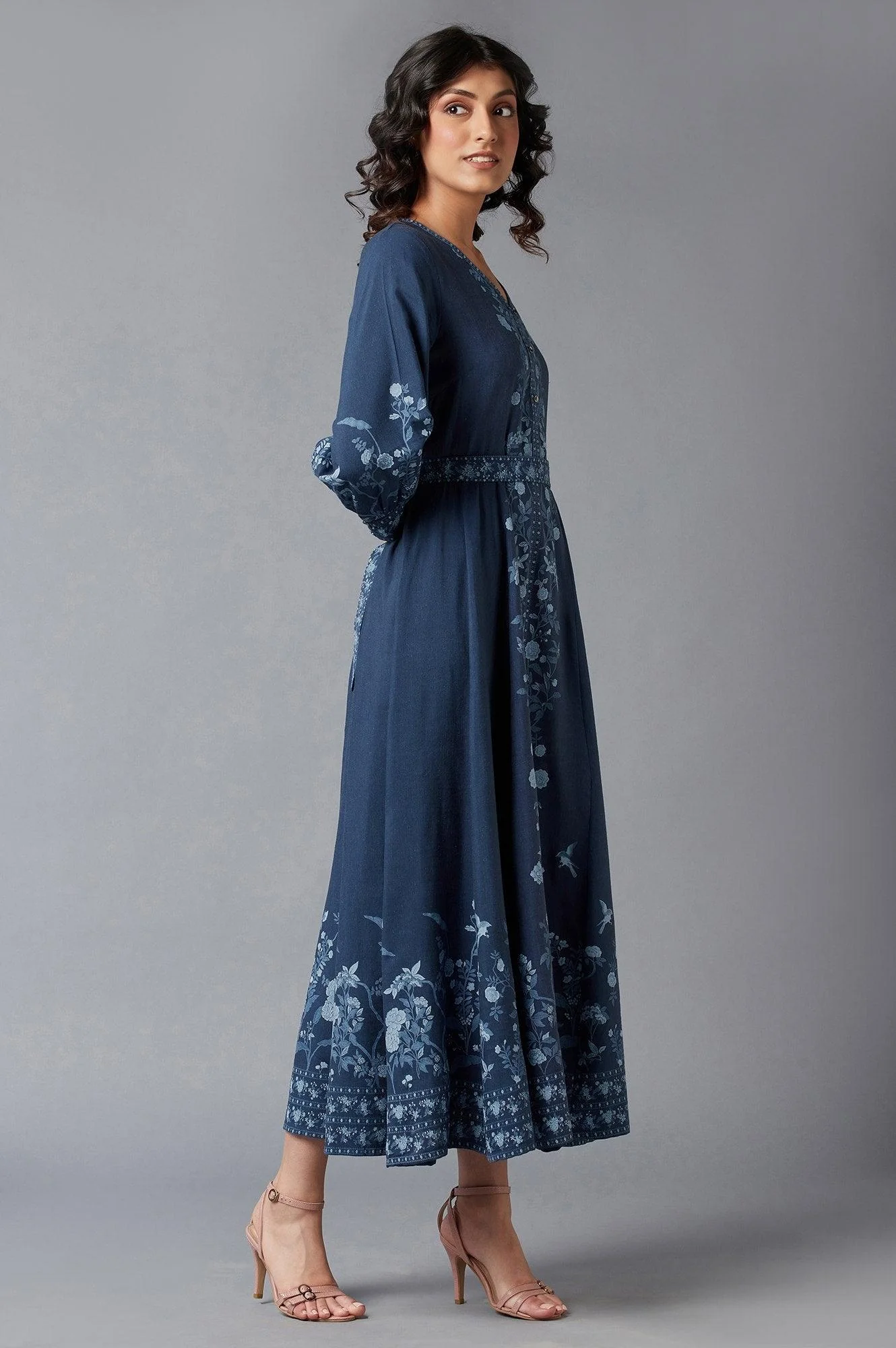 Navy Blue Printed Dress - Image 4