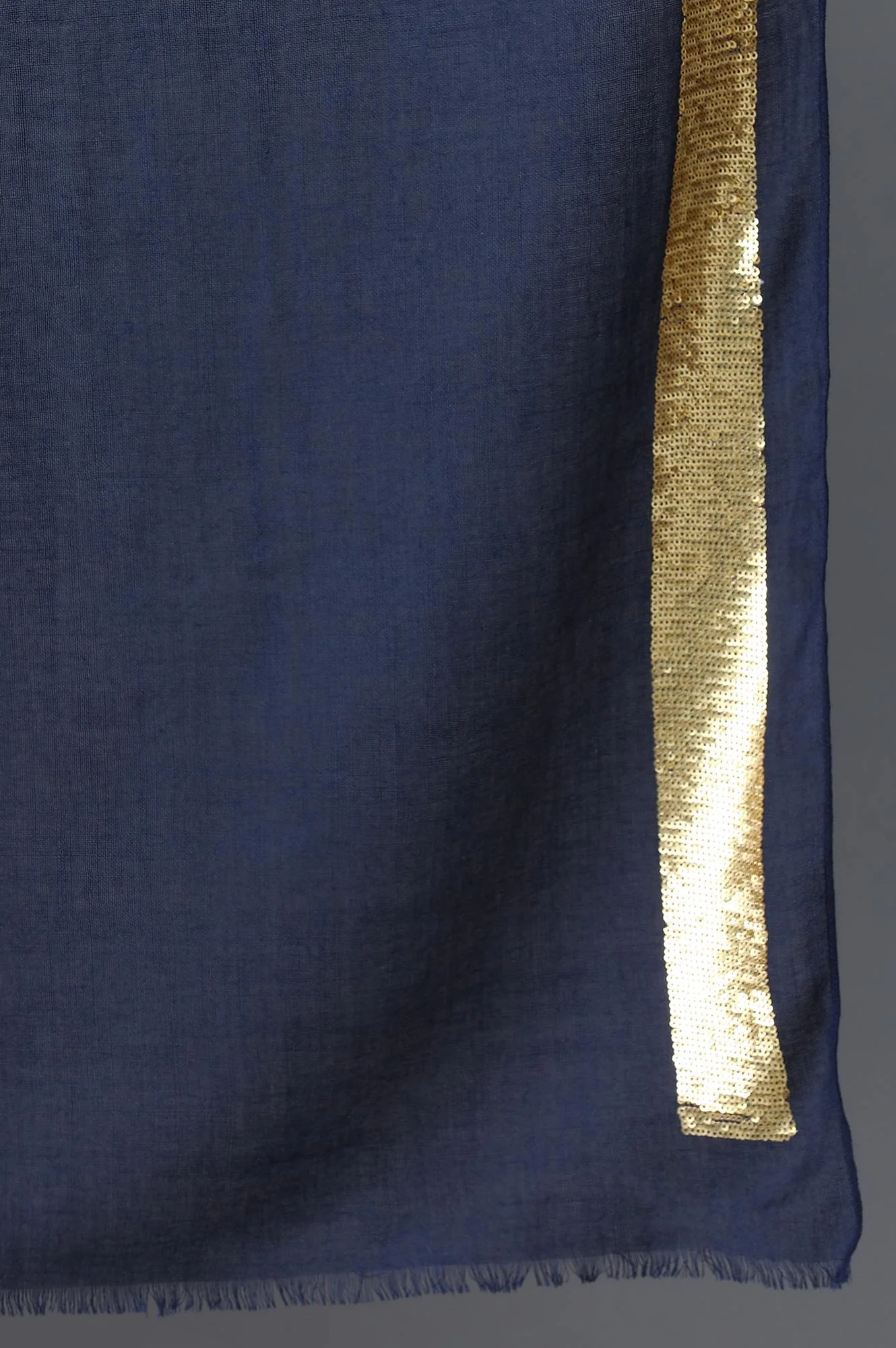 Navy Blue Sequin Border Shawl - Image 4