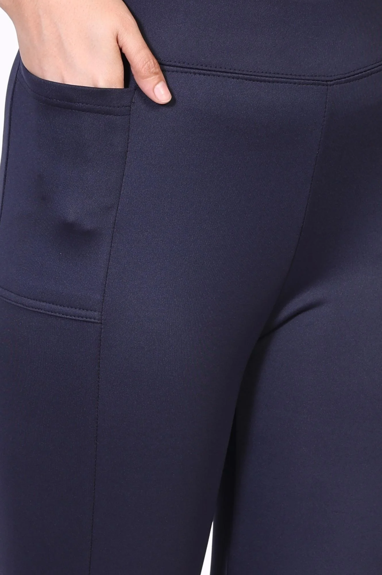 Navy Blue Solid Ankle-Length Rayon Tights - Image 7