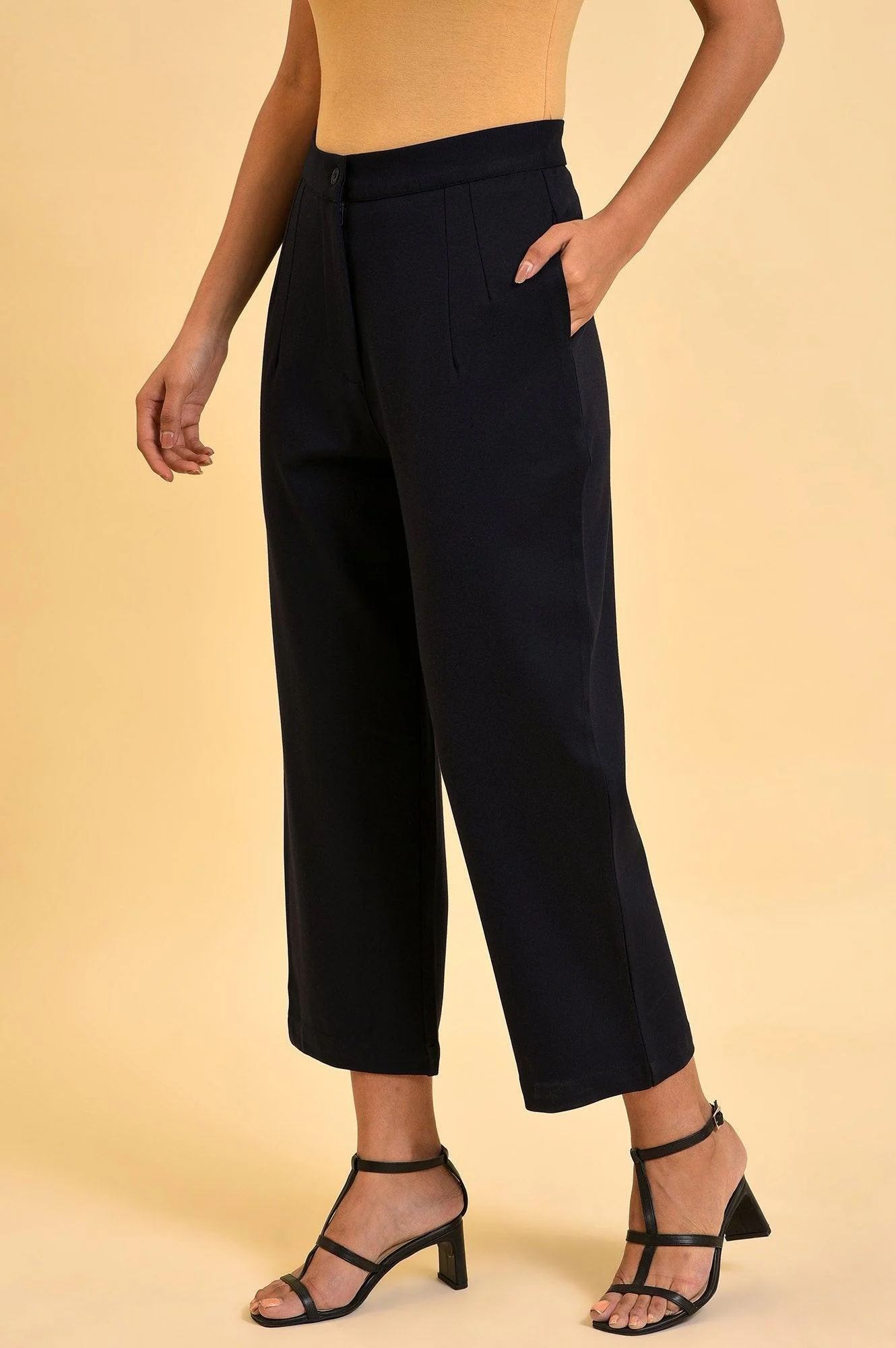 Navy Blue Straight Fit Trouser Pants - Image 3