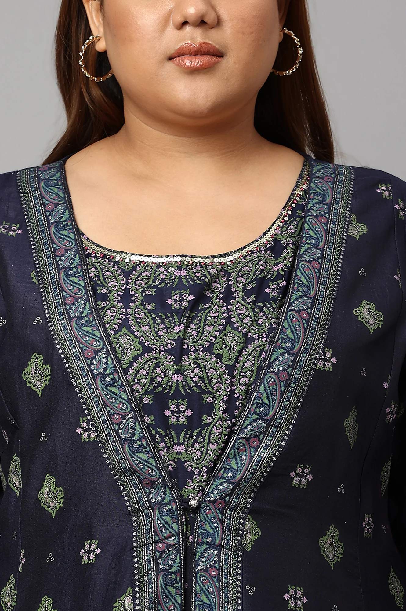 Navy Bue Mock Layered Kimono Plus Size Jumpsuit - Image 5