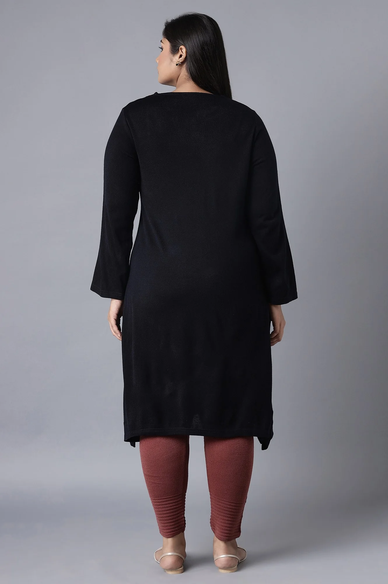 Navy Embroidered Acrylic Dress - Image 7