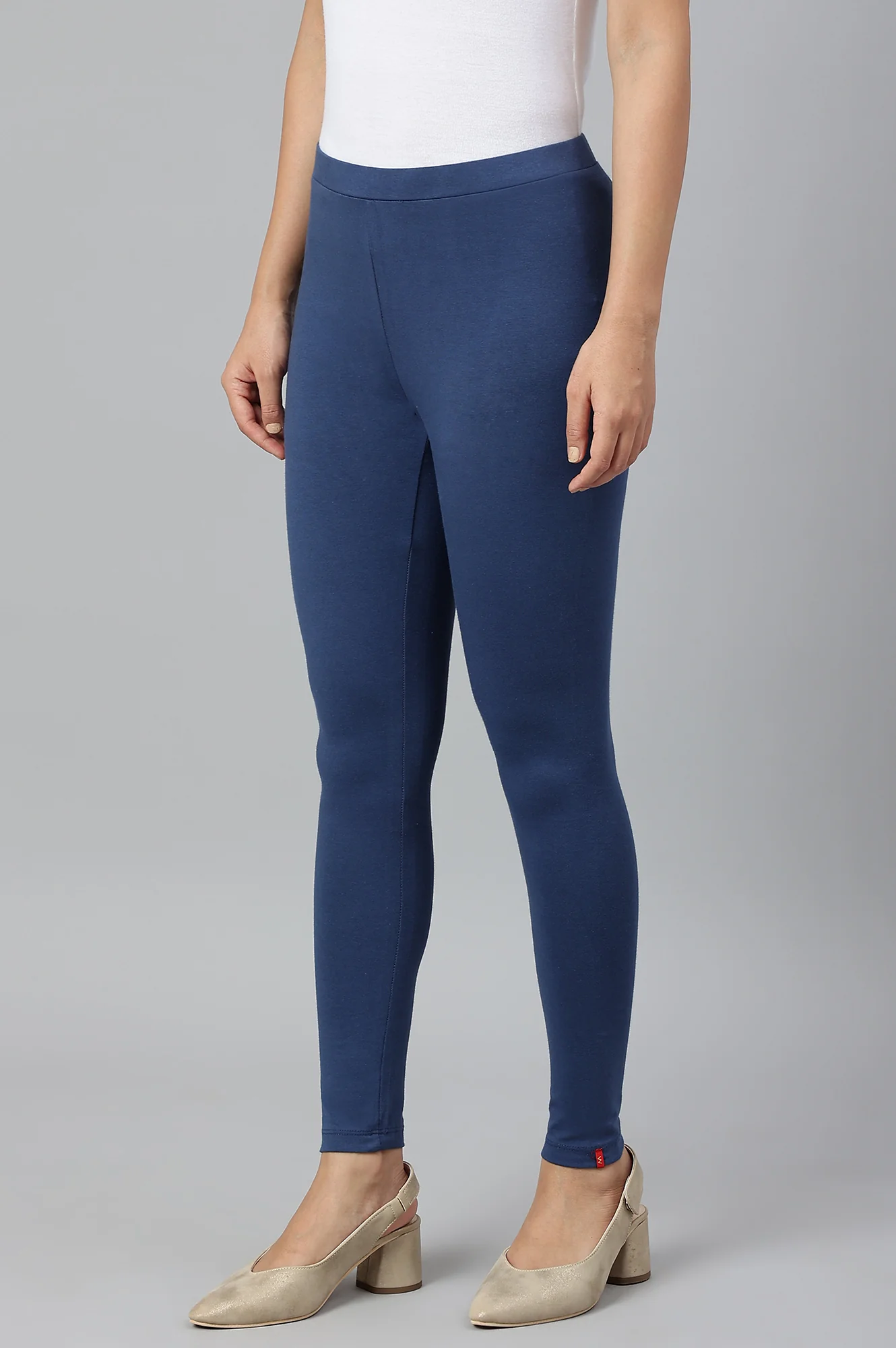 Navy Knitted Cotton Lycra Tights - Image 2
