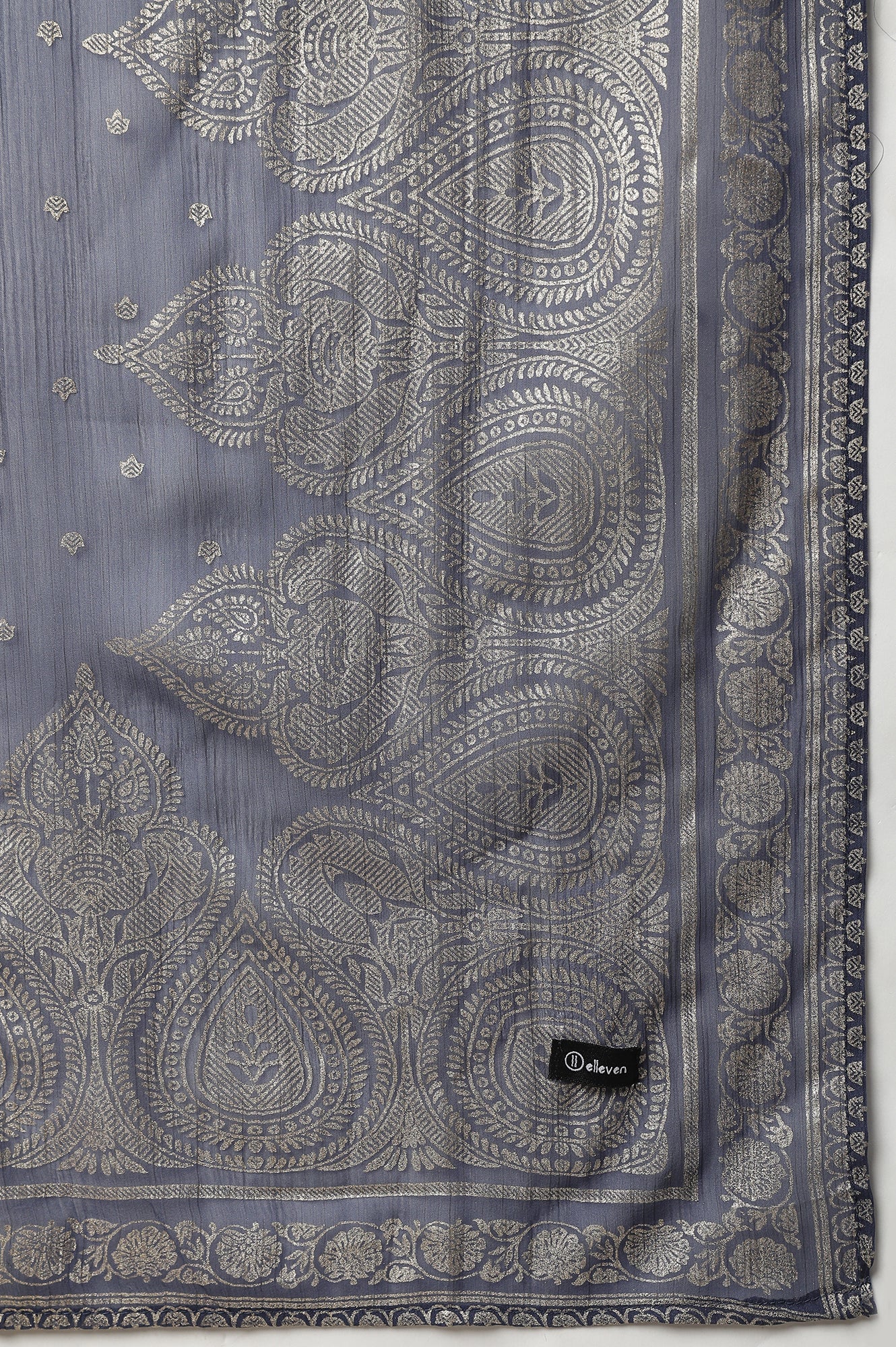 Navy Silver Chiffon Printed Dupatta - Image 8