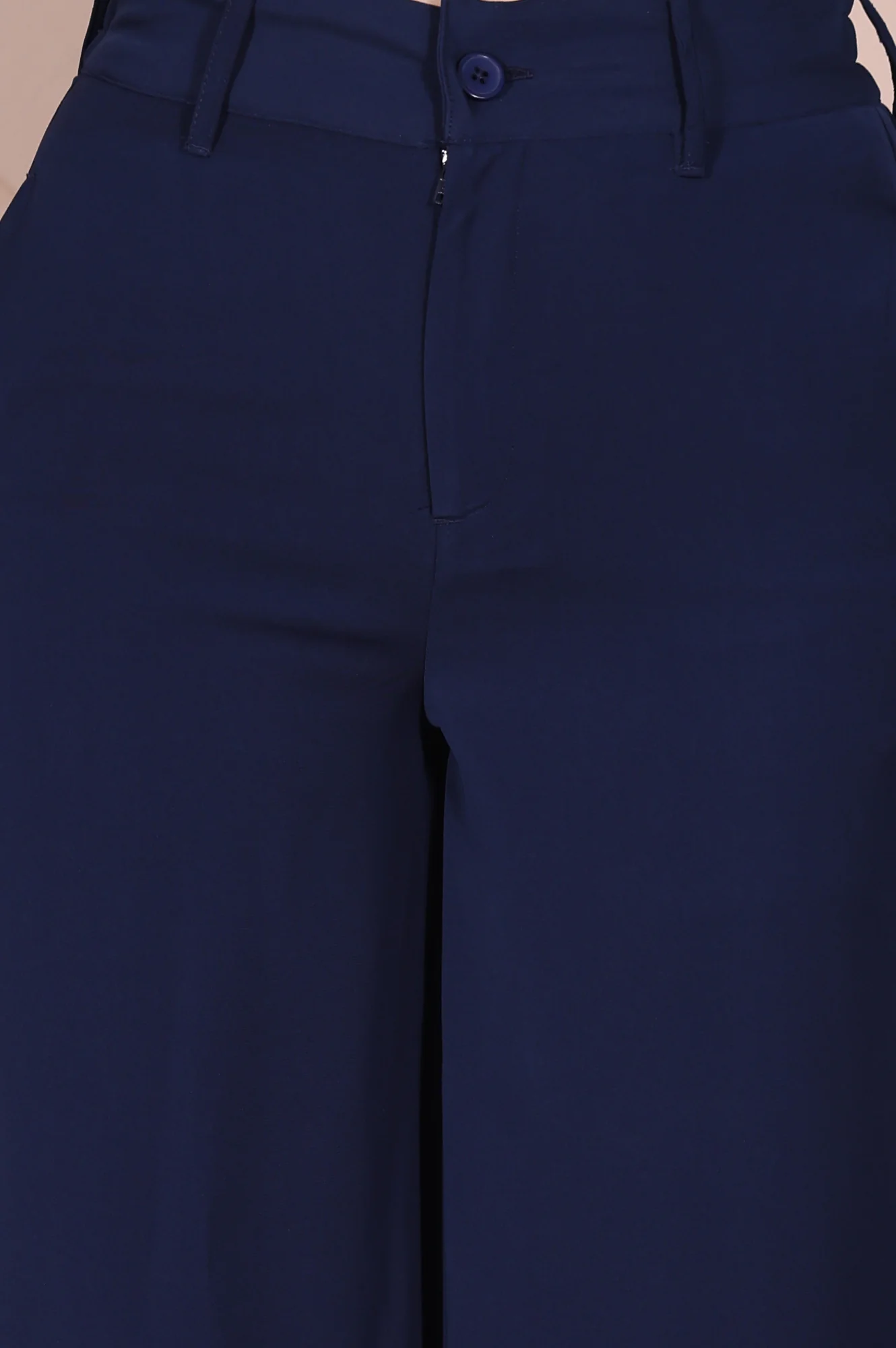 Navy Solid High Rise Ankle Length Wide Leg Boss Pants - Image 6