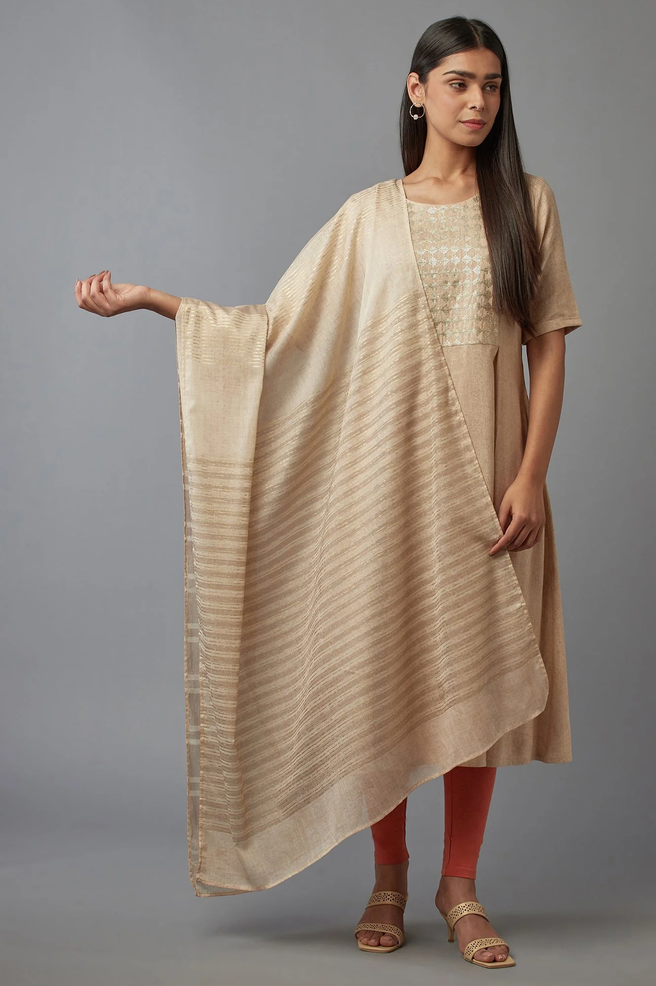 New Semolina Ecru Printed Dupatte