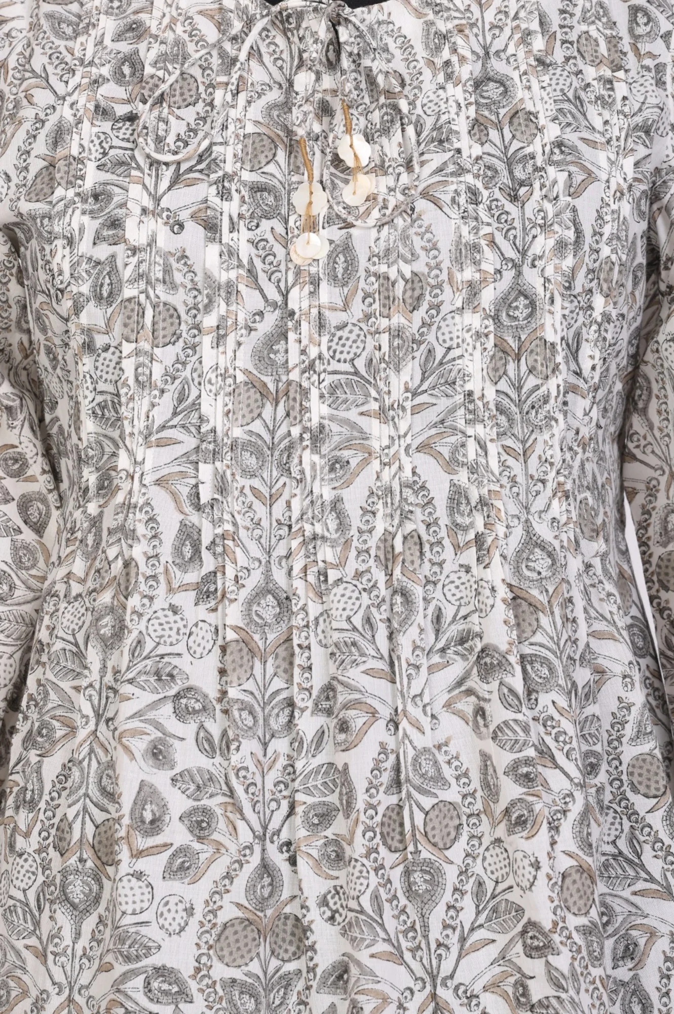 Off White Block Floral Printed Pure Cotton Flared Top - Image 7
