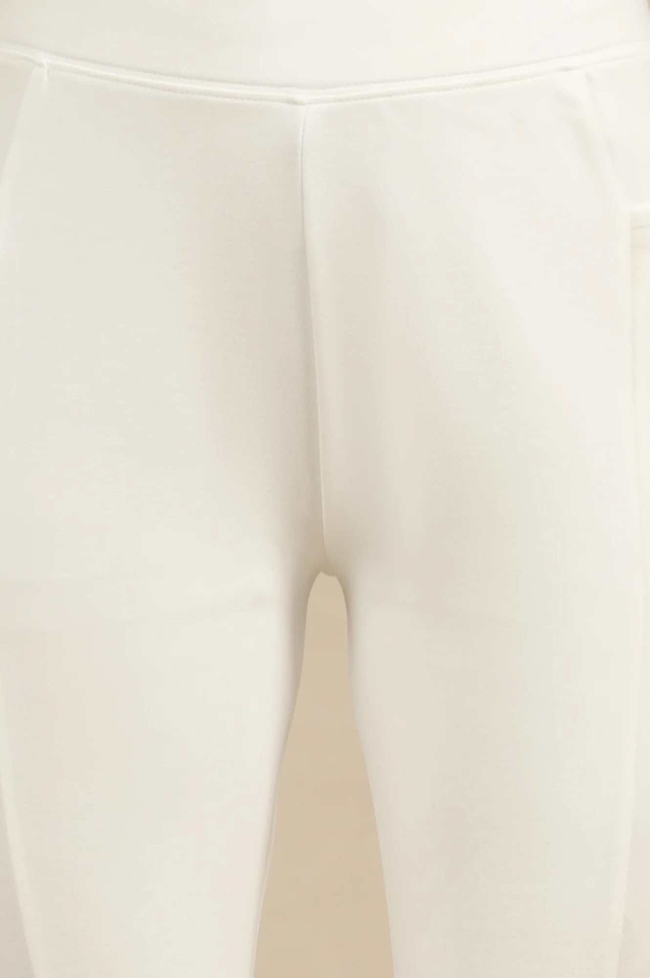 Off White Solid Skinny Fit Knit Yoga Tights with Elasticated Waist - Image 6
