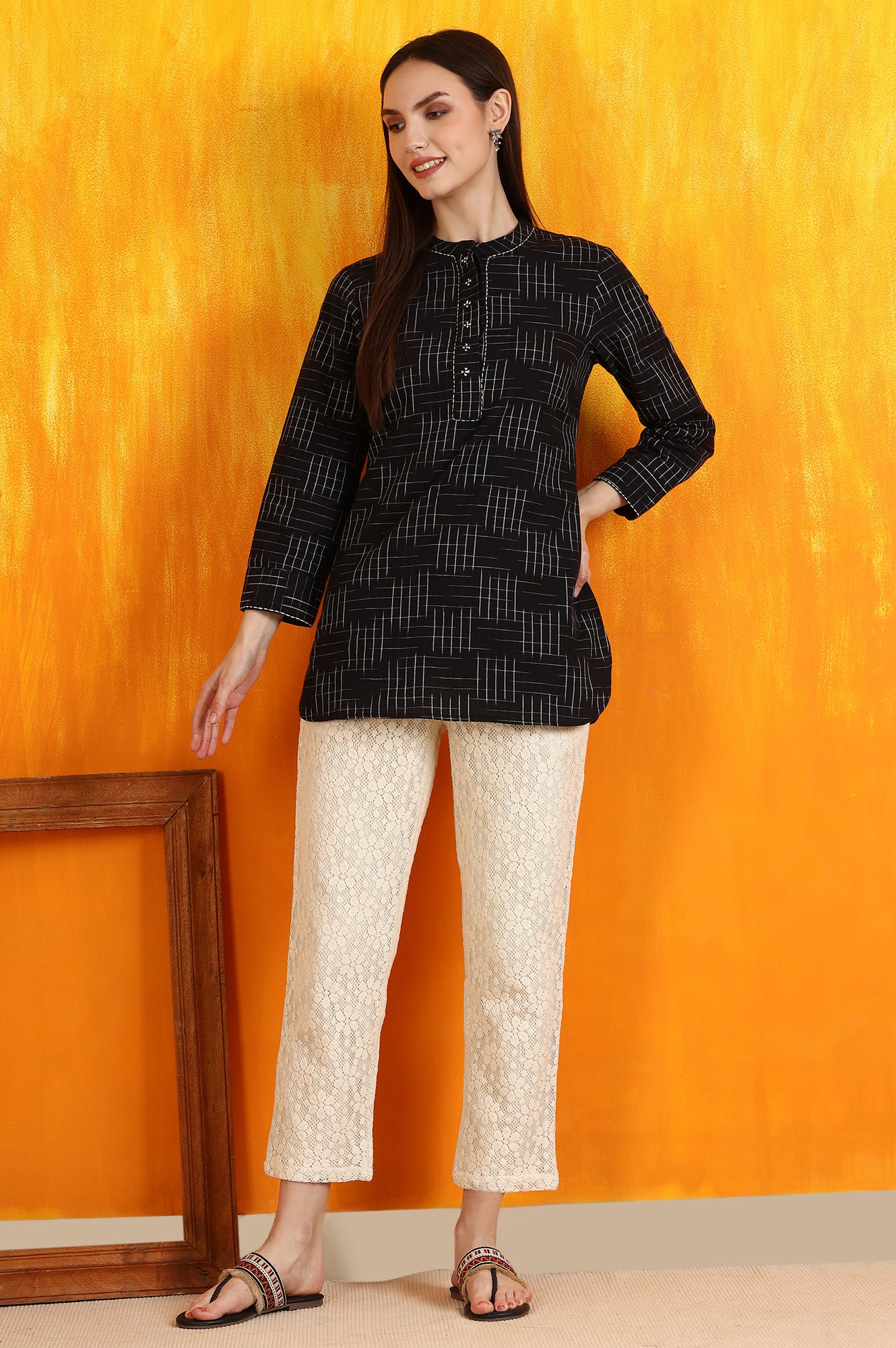 Off-White Cotton Lace Trouser Pants - Image 6