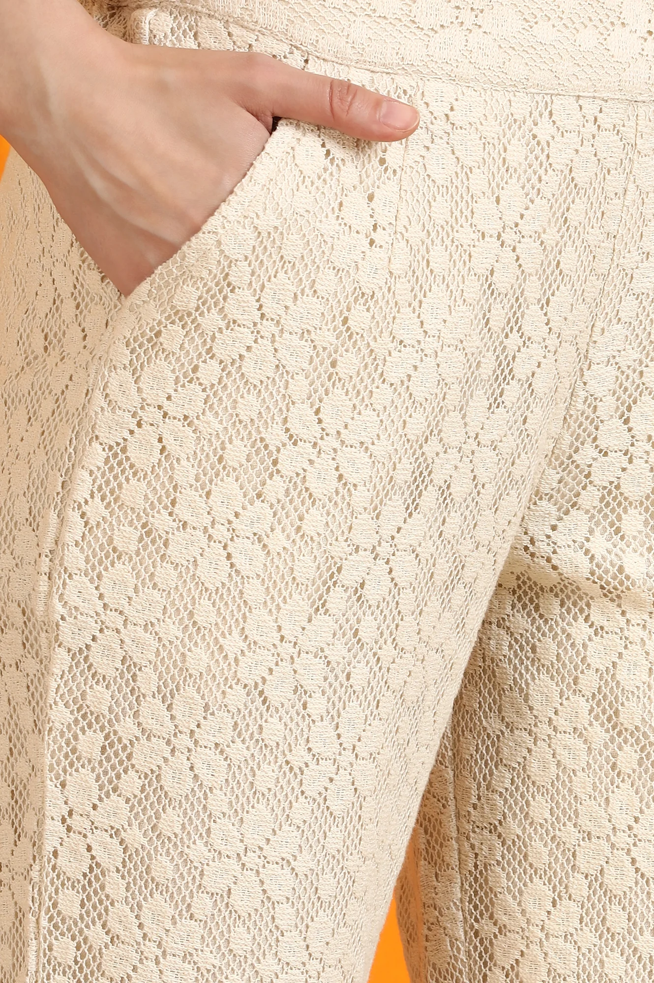 Off-White Cotton Lace Trouser Pants - Image 8