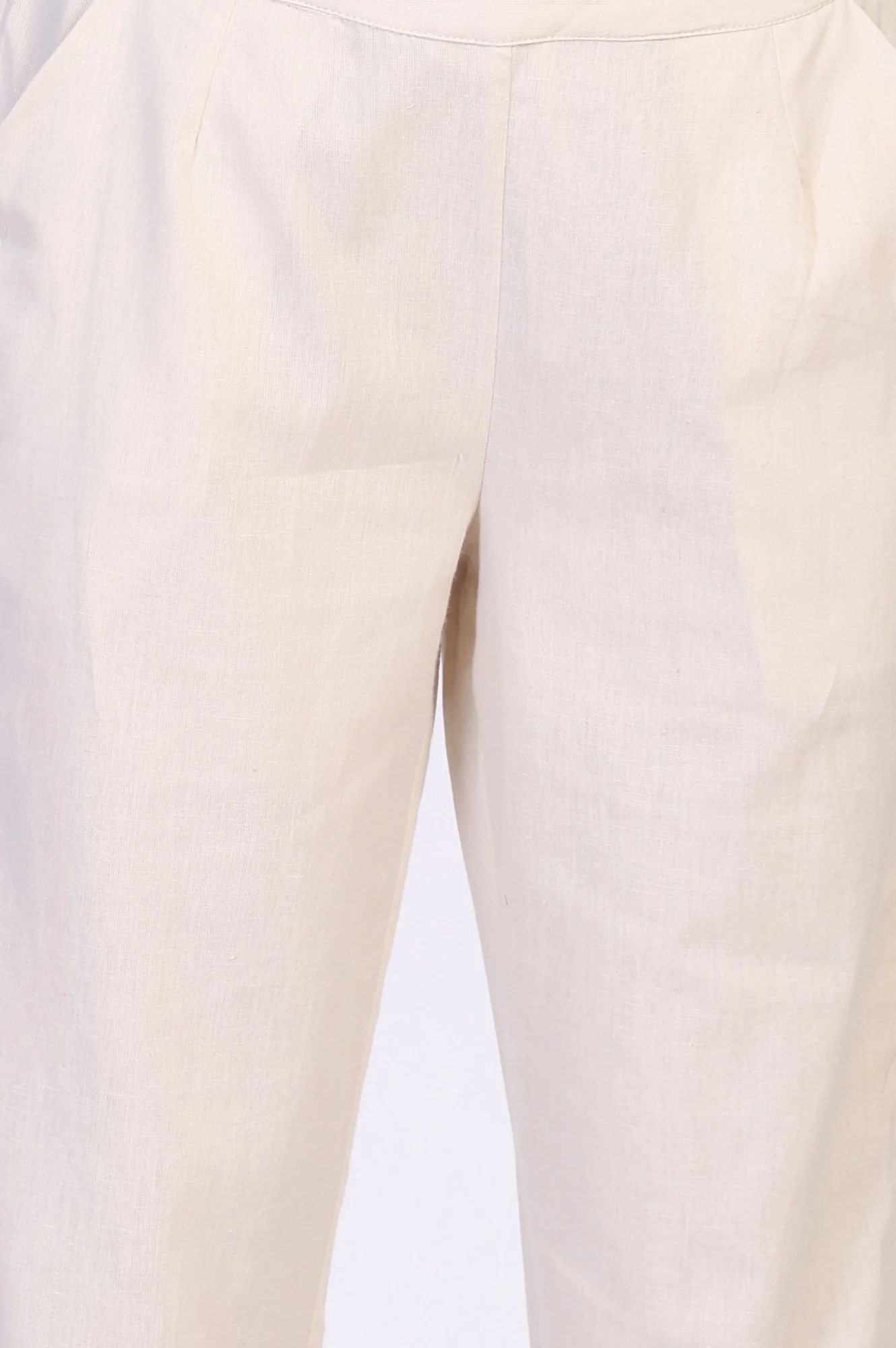 Off-White Embroidered Cropped Cotton Straight Pant - Image 3