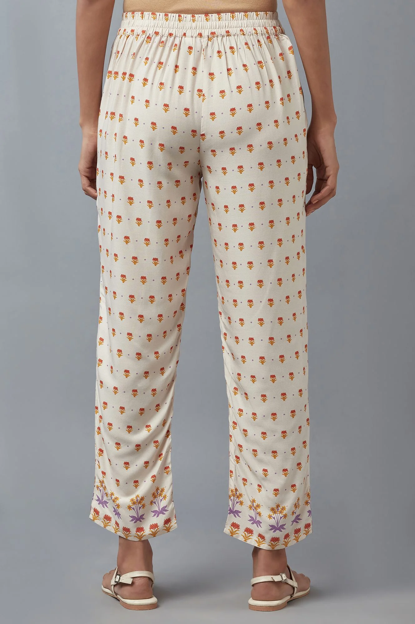 Off-White Floral Printed Straight Pants - Image 2