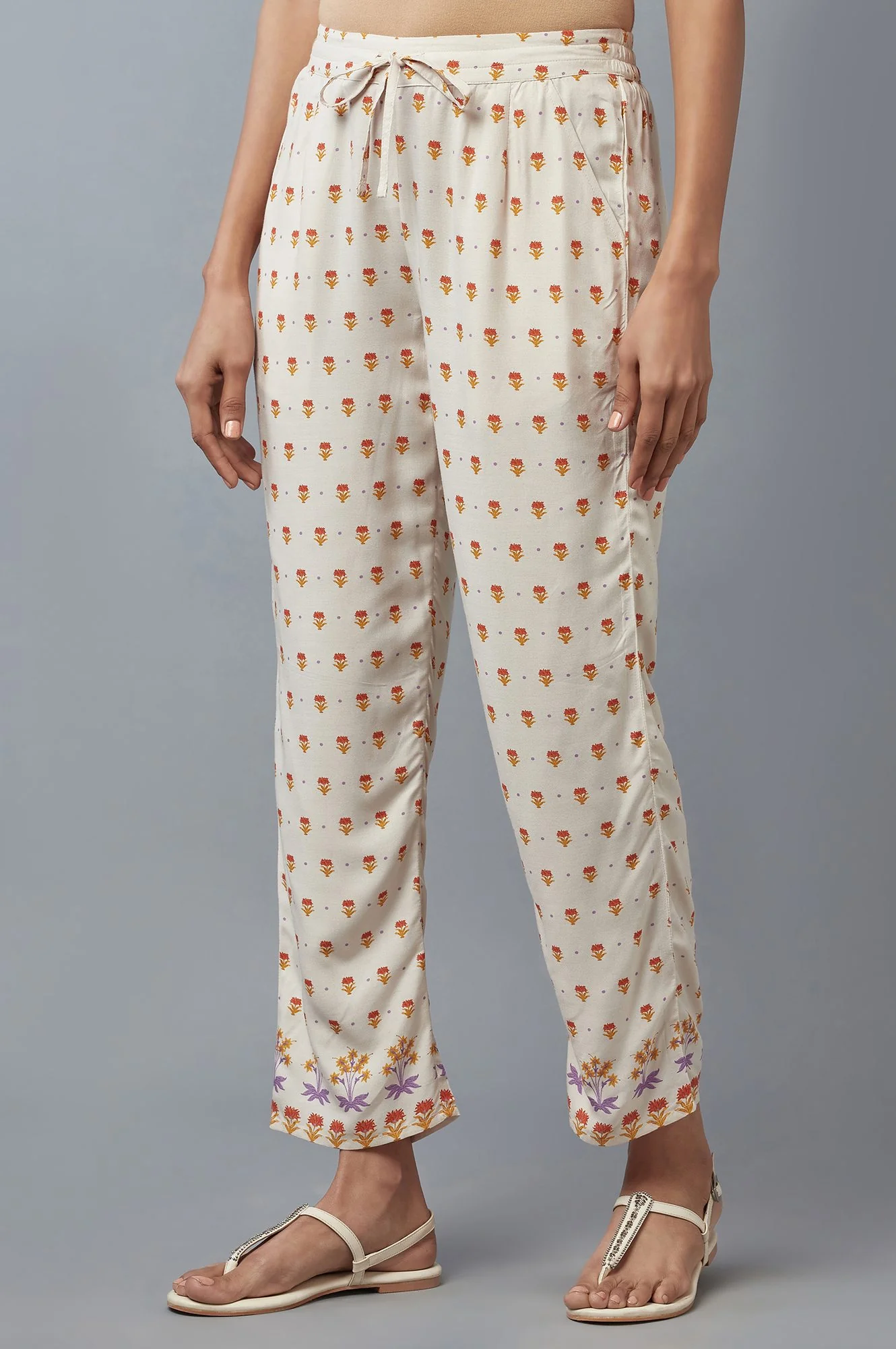 Off-White Floral Printed Straight Pants - Image 3