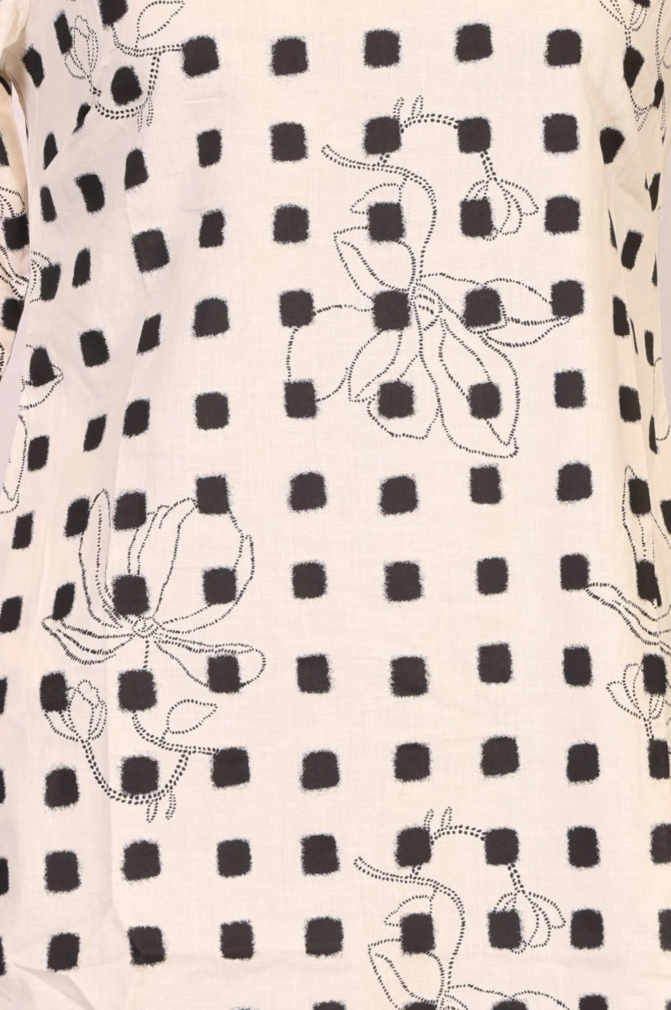 Off White Geometric Printed Pure Cotton Straight Kurta - Image 2