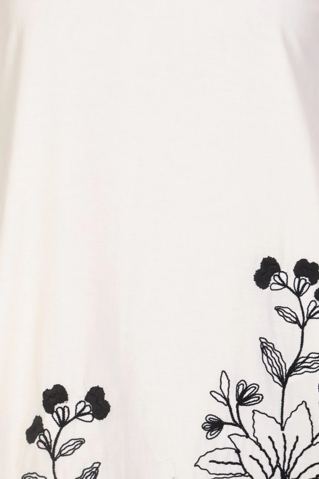 Off White Thread Embroidered Pure Cotton A-line Dress - Image 8