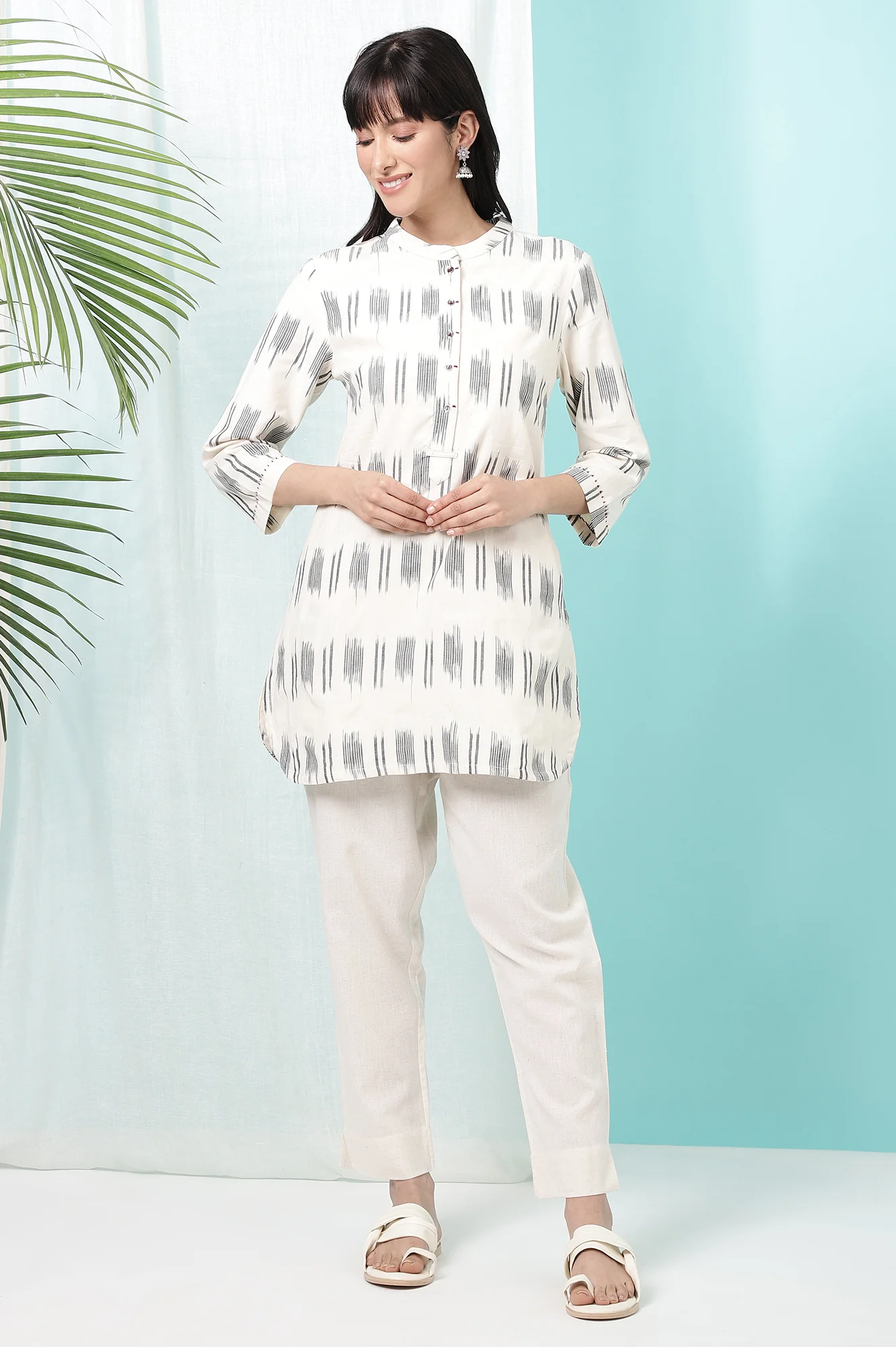 Off-White Yarn Dyed Pure Cotton Tunic - Image 2