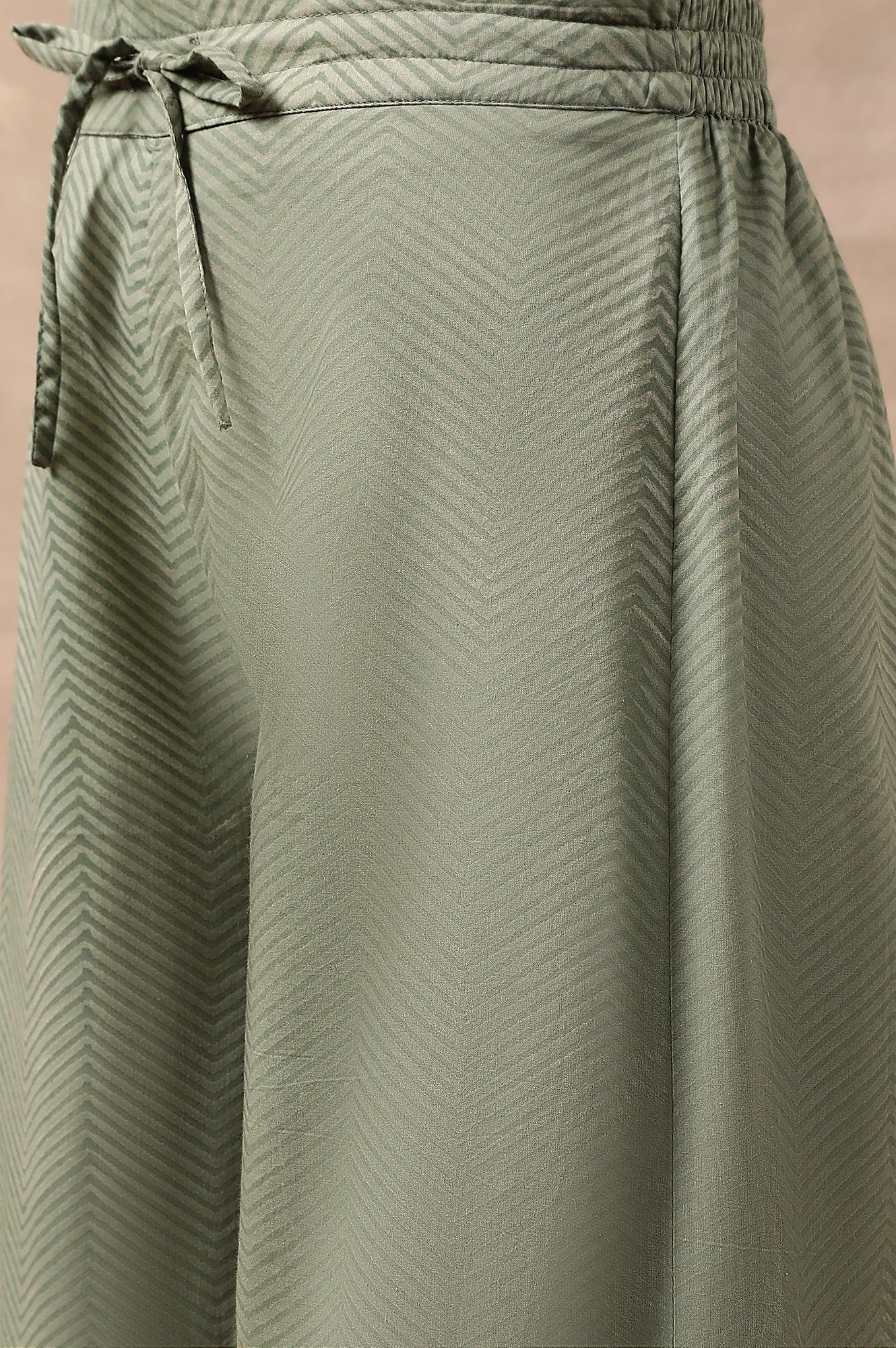 Olive Green Chevron Print Parallel Pants - Image 7