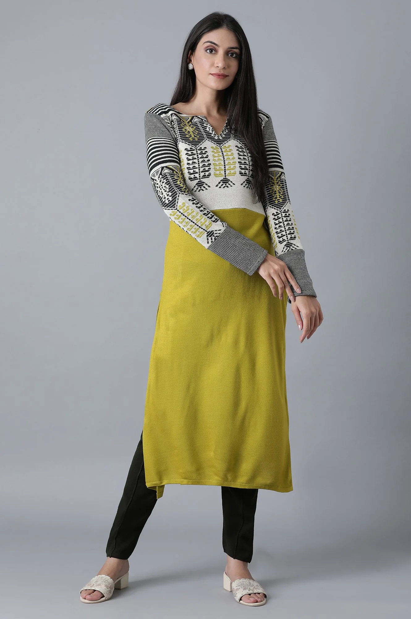 Olive Green Pintuck Leggings - Image 5