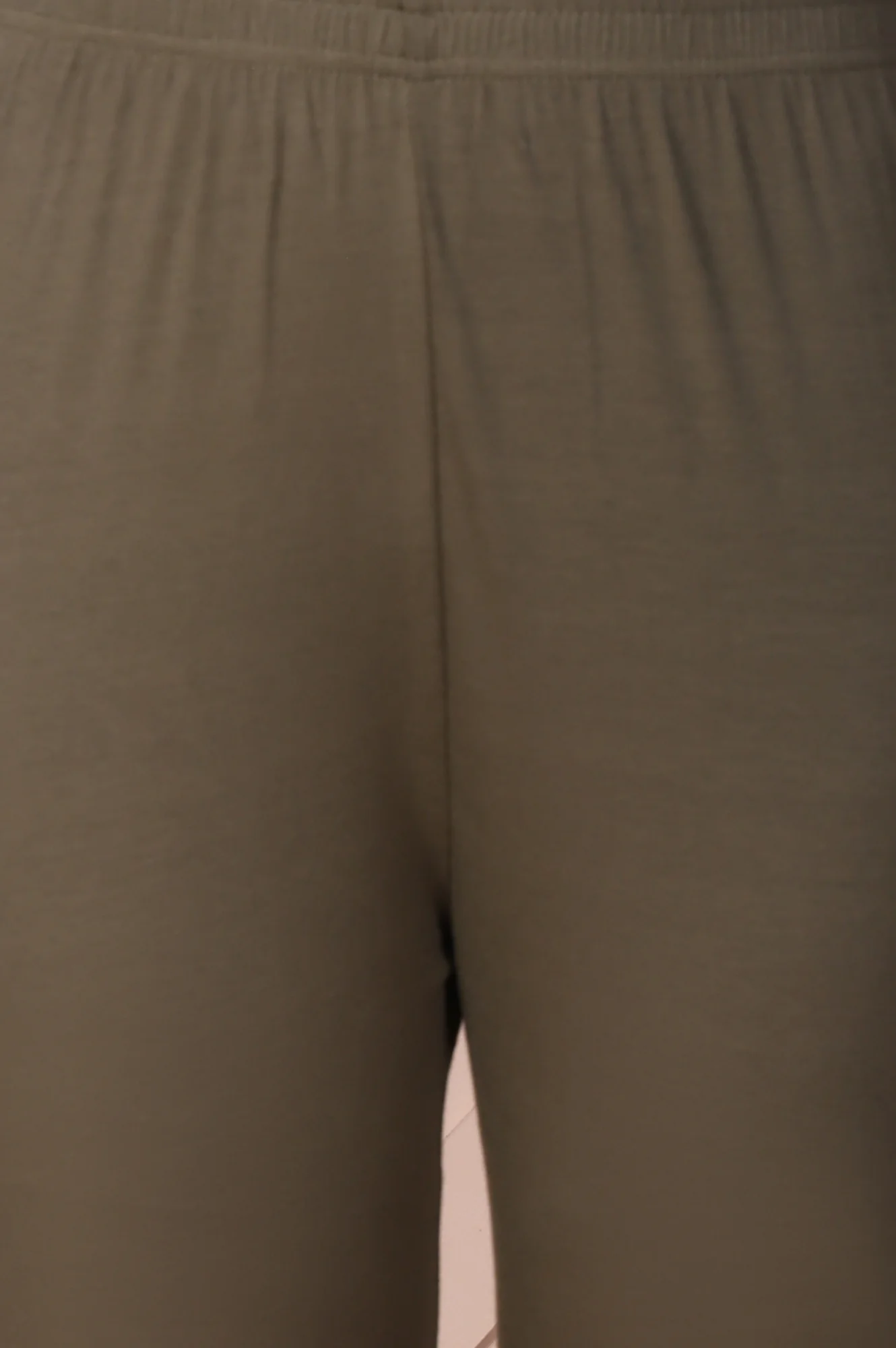 Olive Green Skinny Fit Ankle Length Cotton Tights - Image 6