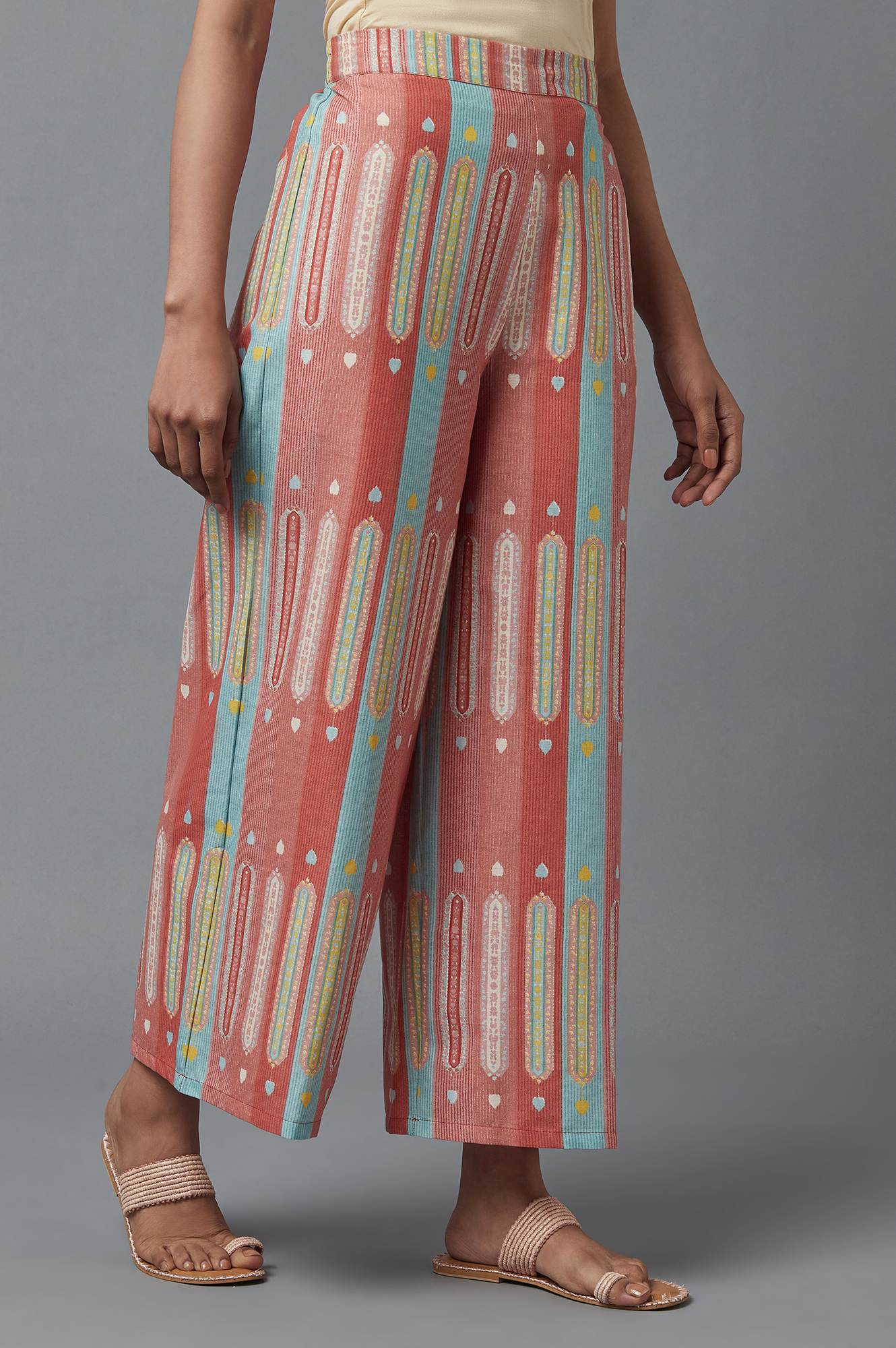 Orange Floral Printed Rayon A-Line Kurta and Parallel Pant Set - Image 4