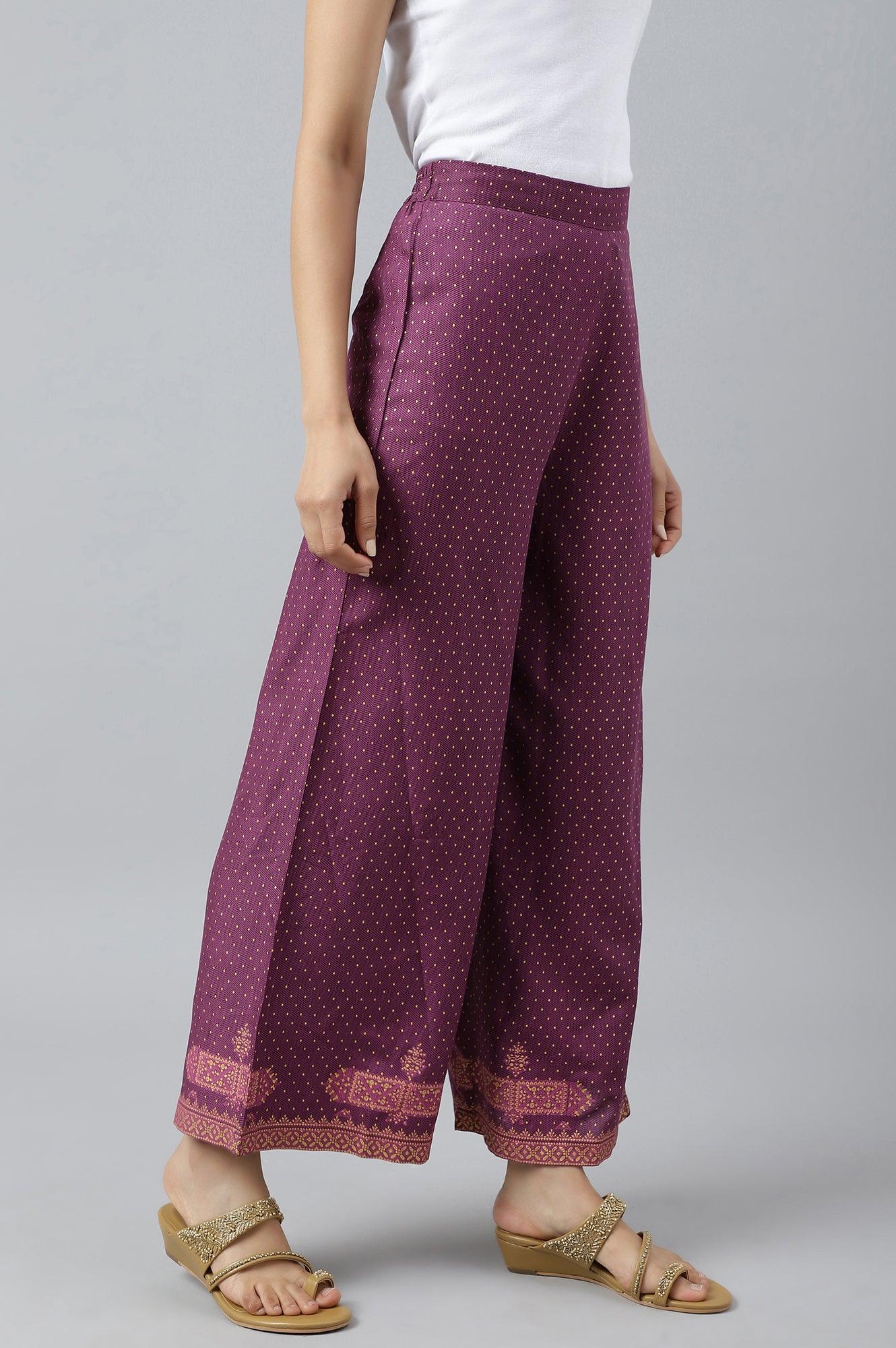 Orchid Purple Rayon Printed Parallel Pants - Image 3