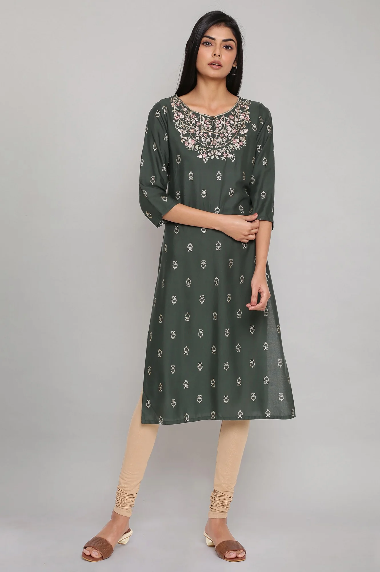 Pale Beige Knitted Churidar - Image 5