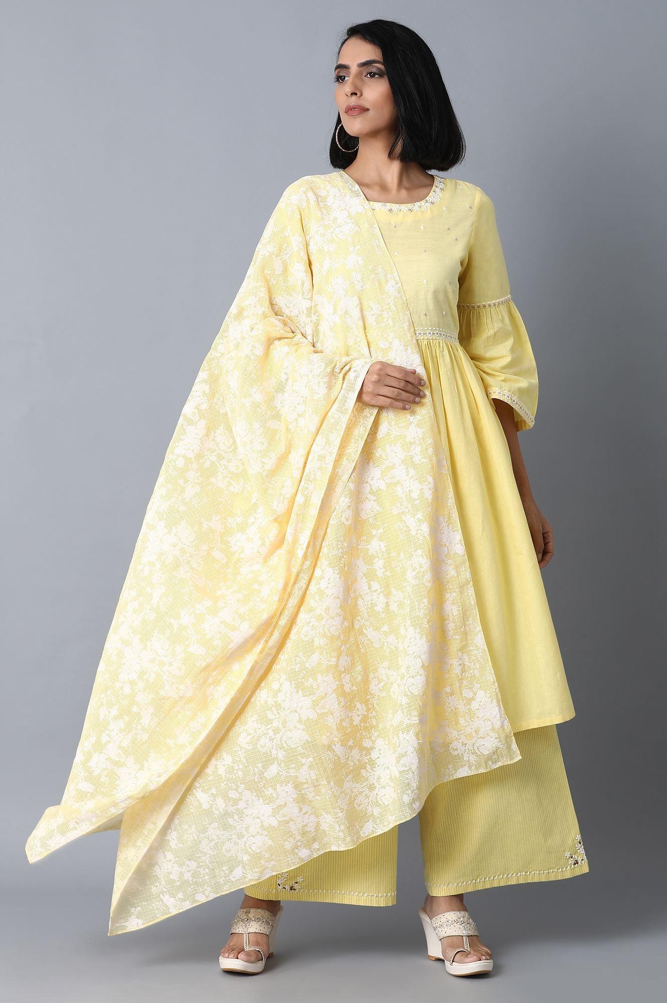 Pale Yellow Gathered Dress - Image 5