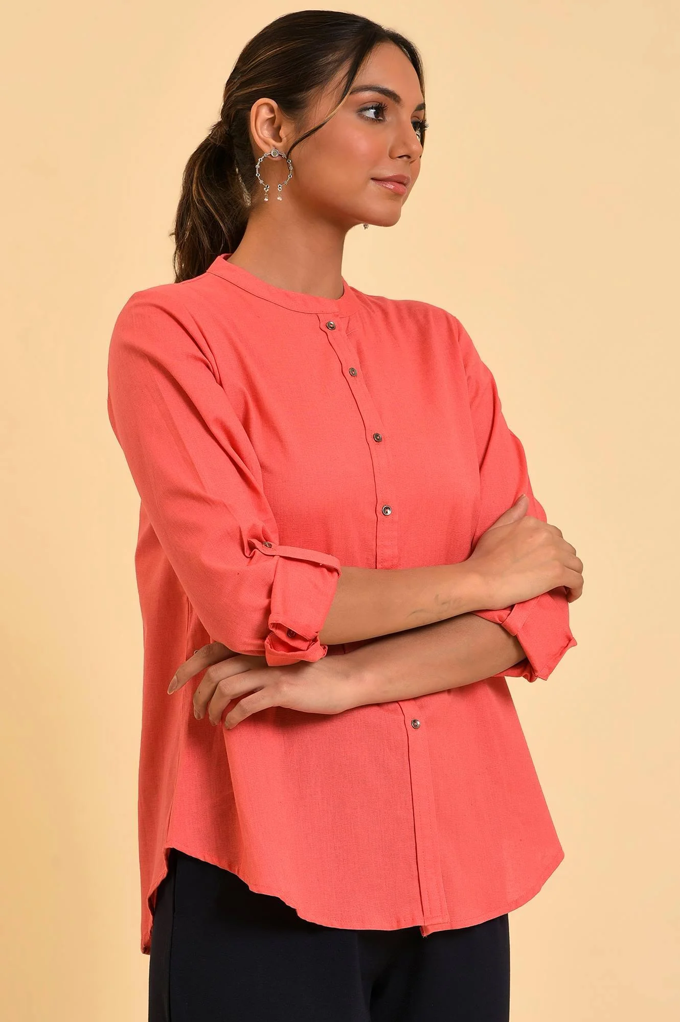 Peach Button Down Western Top - Image 4