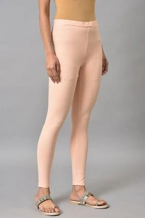 Peach Cotton Jersey Tights - Image 4