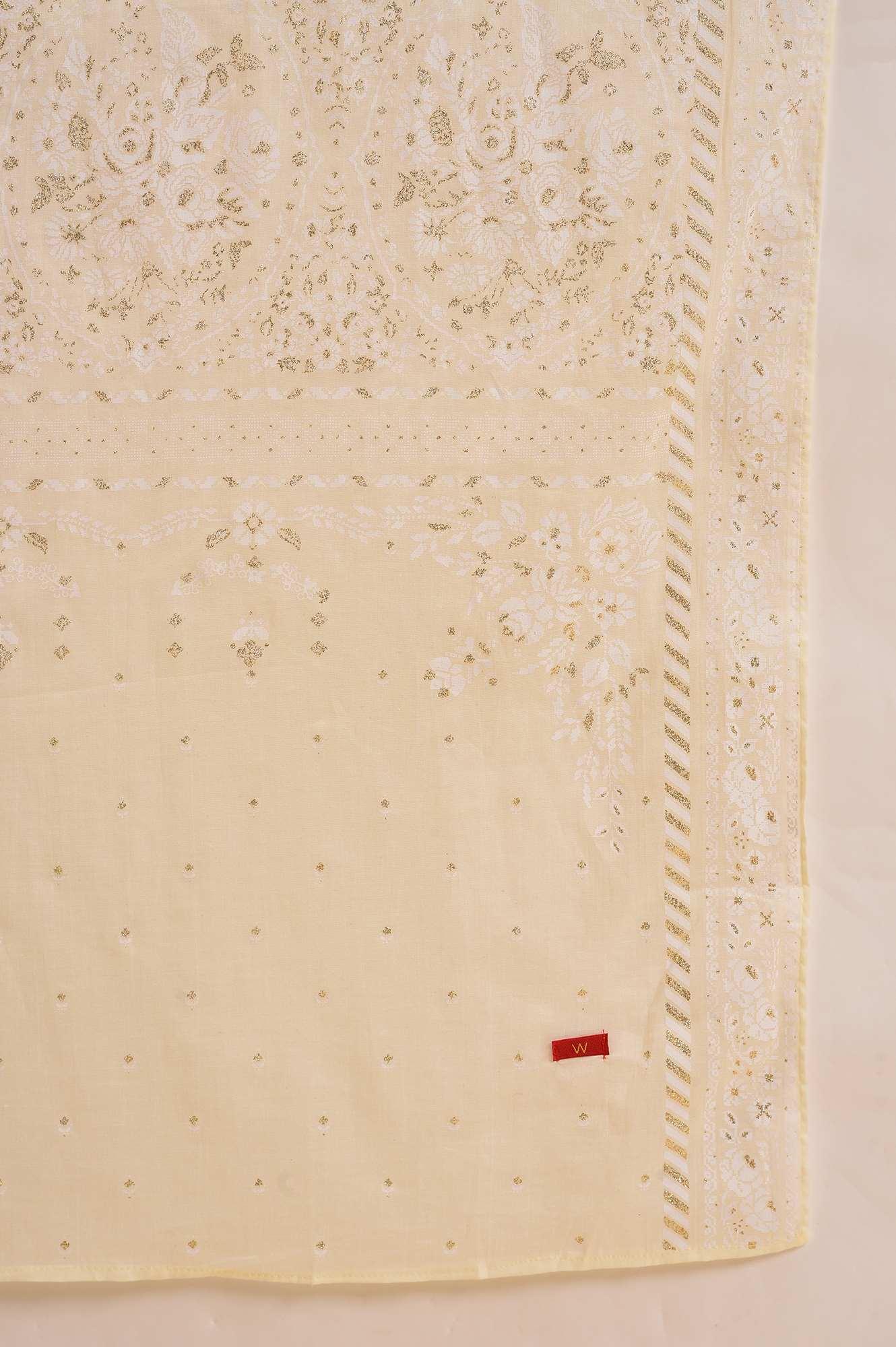 Peach Glitter Printed kurta, Tights & Dupatta Set - Image 8
