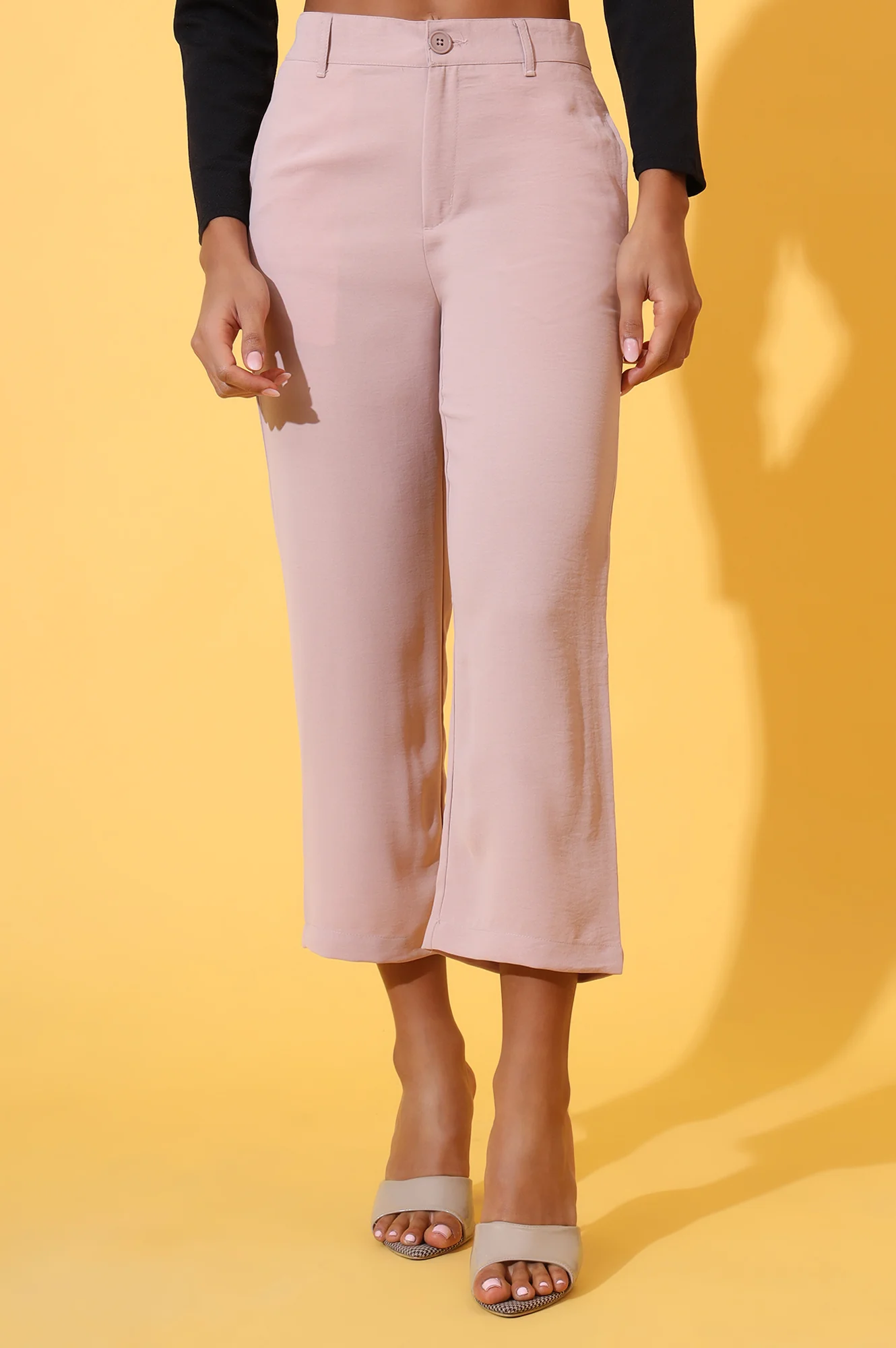 Peach Solid Straight Western Culottes with YKK Zipper - Image 2