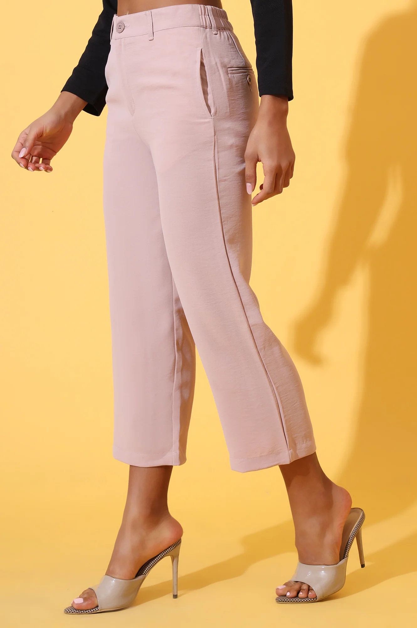 Peach Solid Straight Western Culottes with YKK Zipper - Image 3