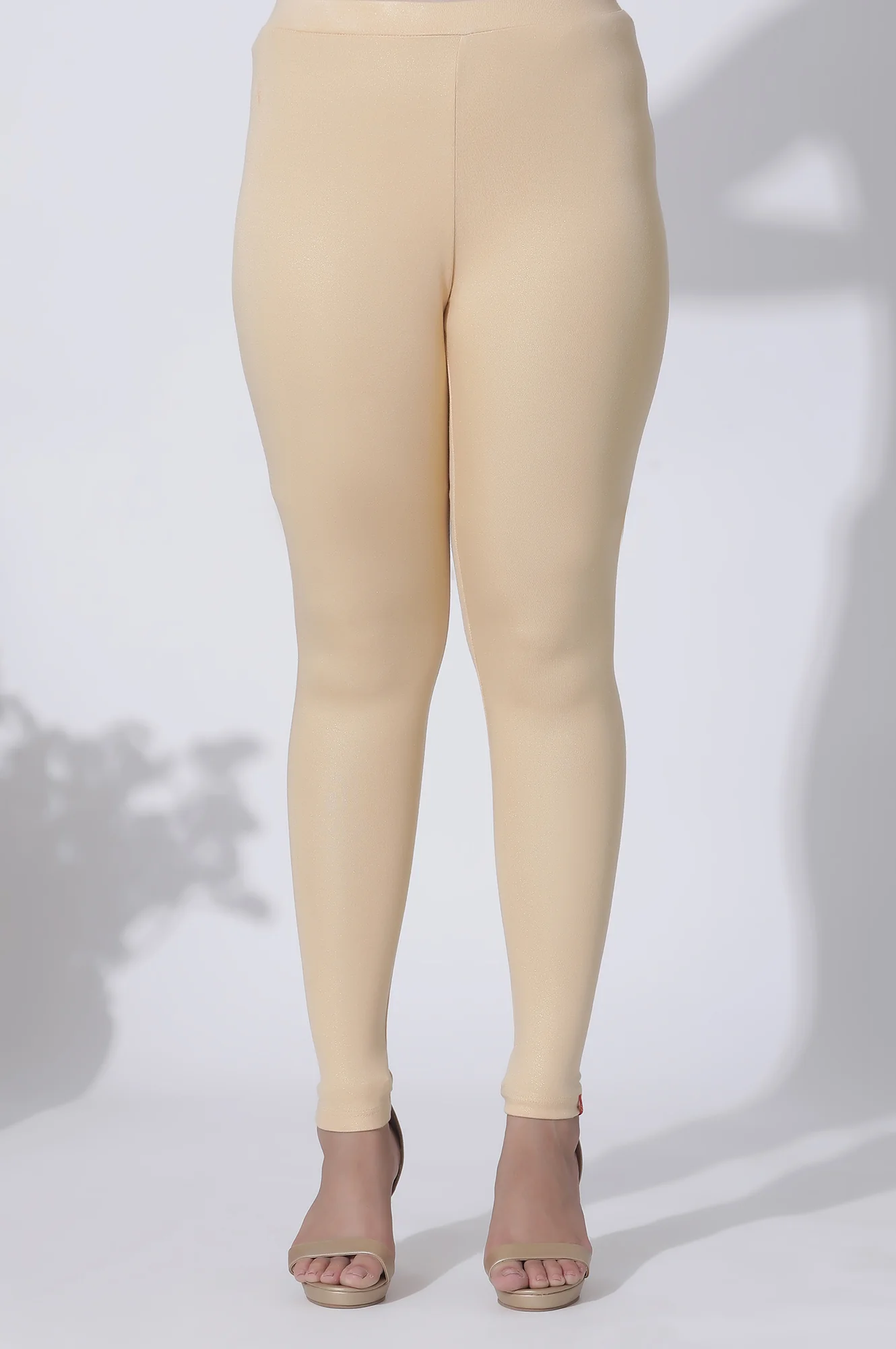 Peach Solid Viscose Lycra Ankle Length Leggings - Image 6