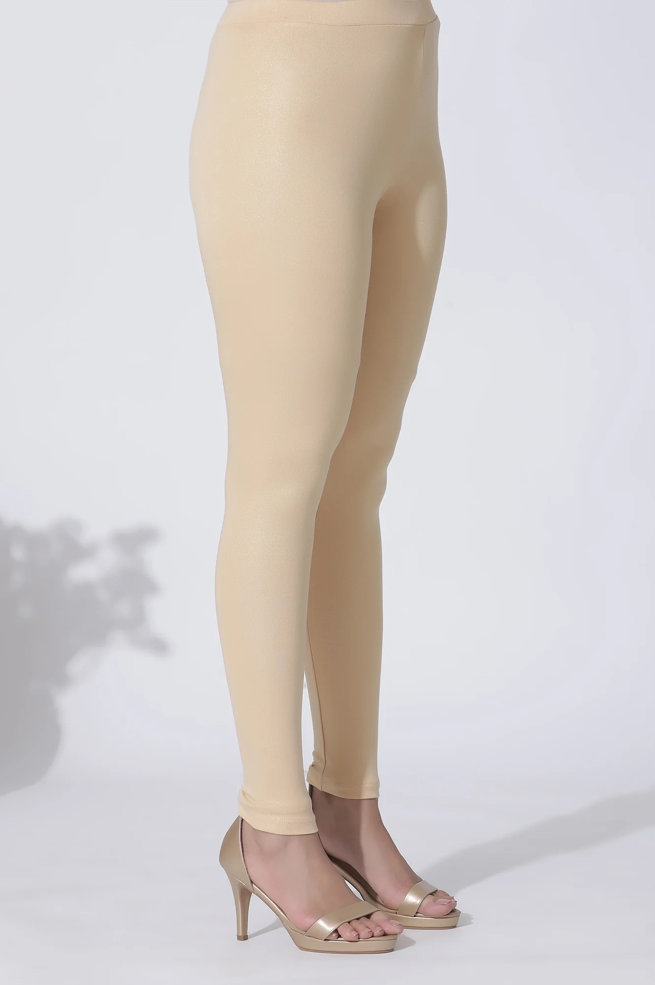 Peach Solid Viscose Lycra Ankle Length Leggings - Image 7
