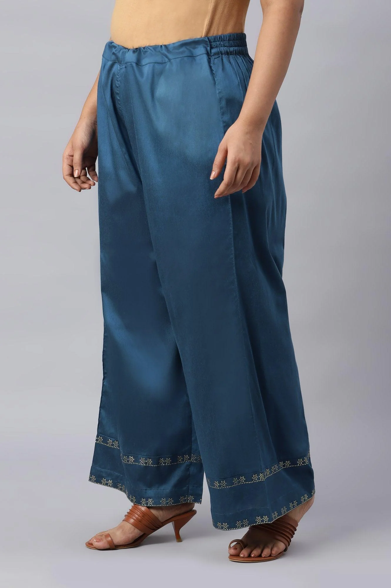 Persian Blue Straight Plus Size Parallel Pants - Image 3