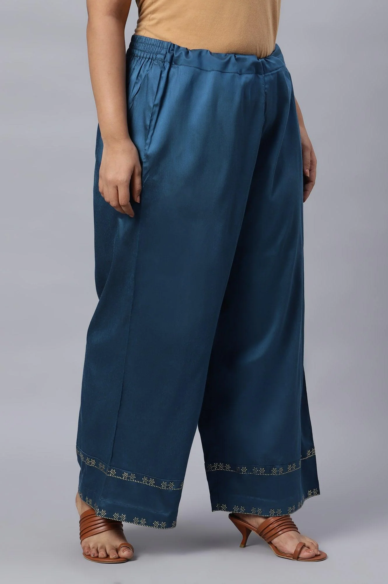 Persian Blue Straight Plus Size Parallel Pants - Image 4