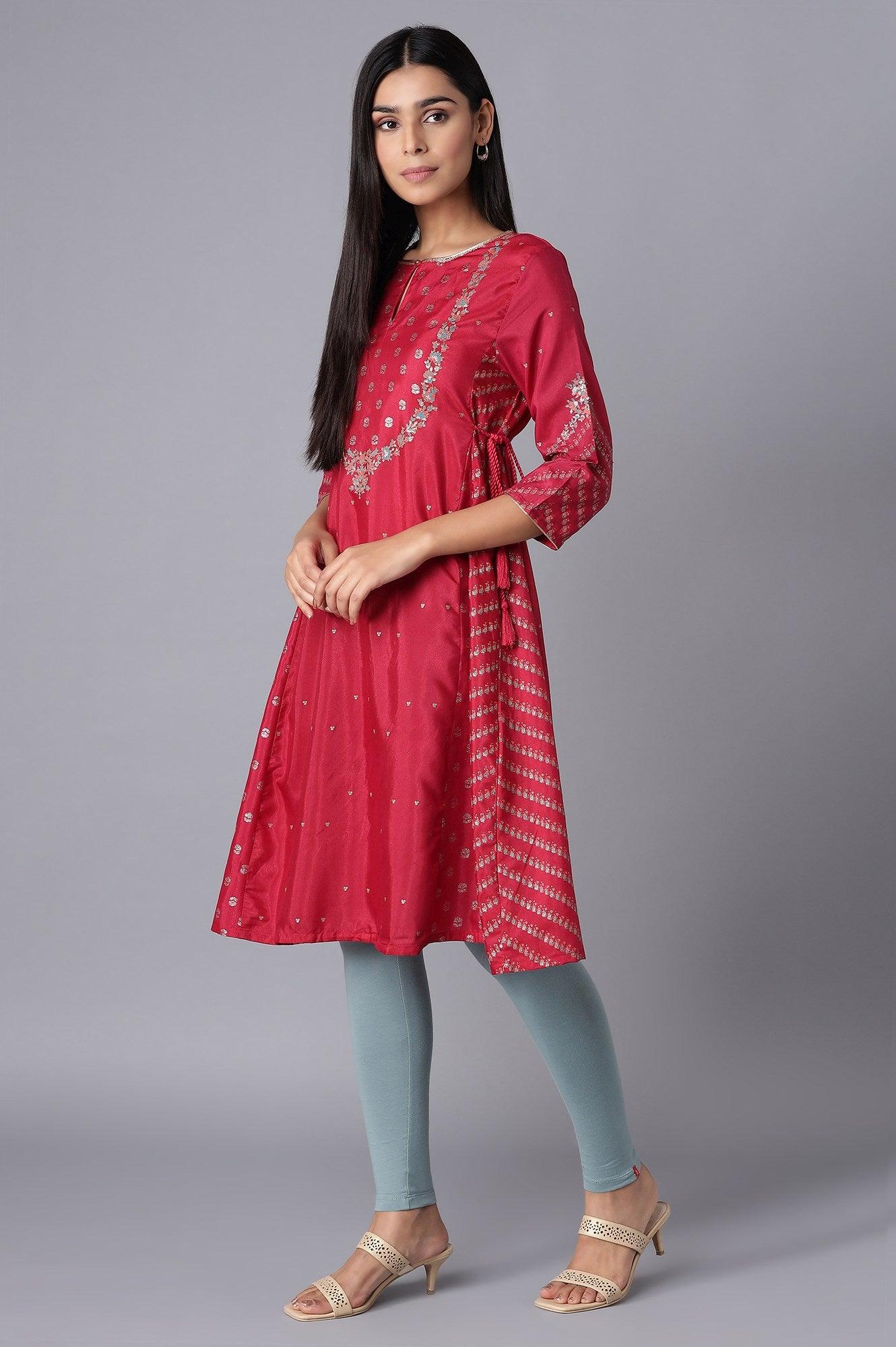 Persian Red Embroidered kurta - Image 3