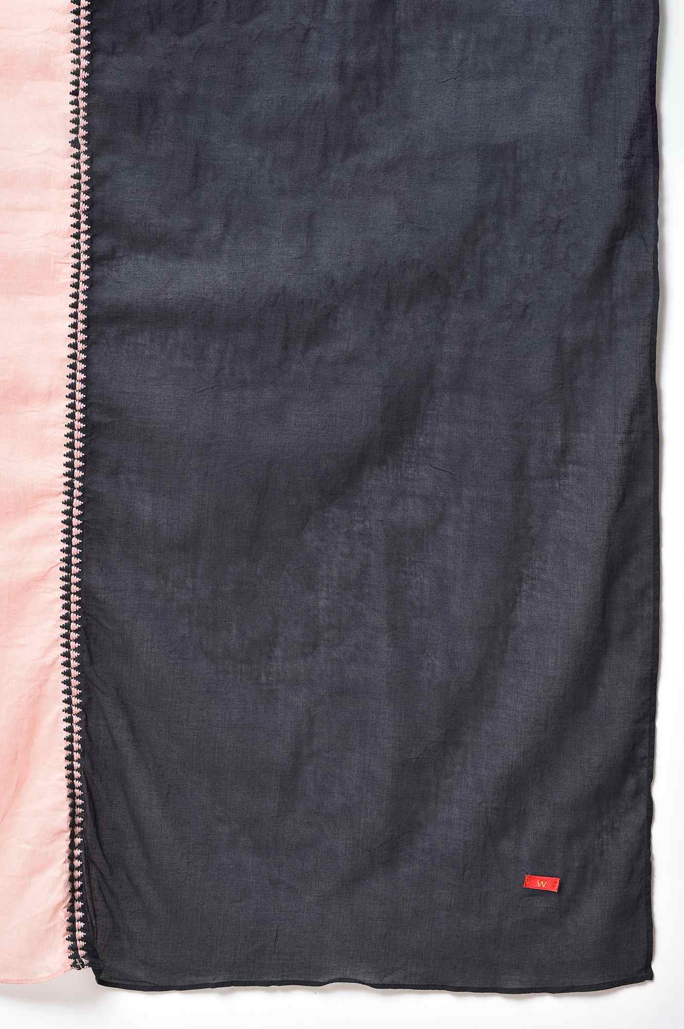 Pink & Black Colourblock Voile Dupatta - Image 4