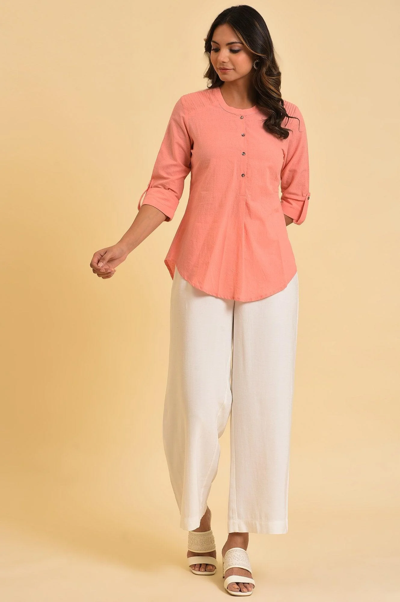 Pink Blue Cotton Flax Top - Image 5