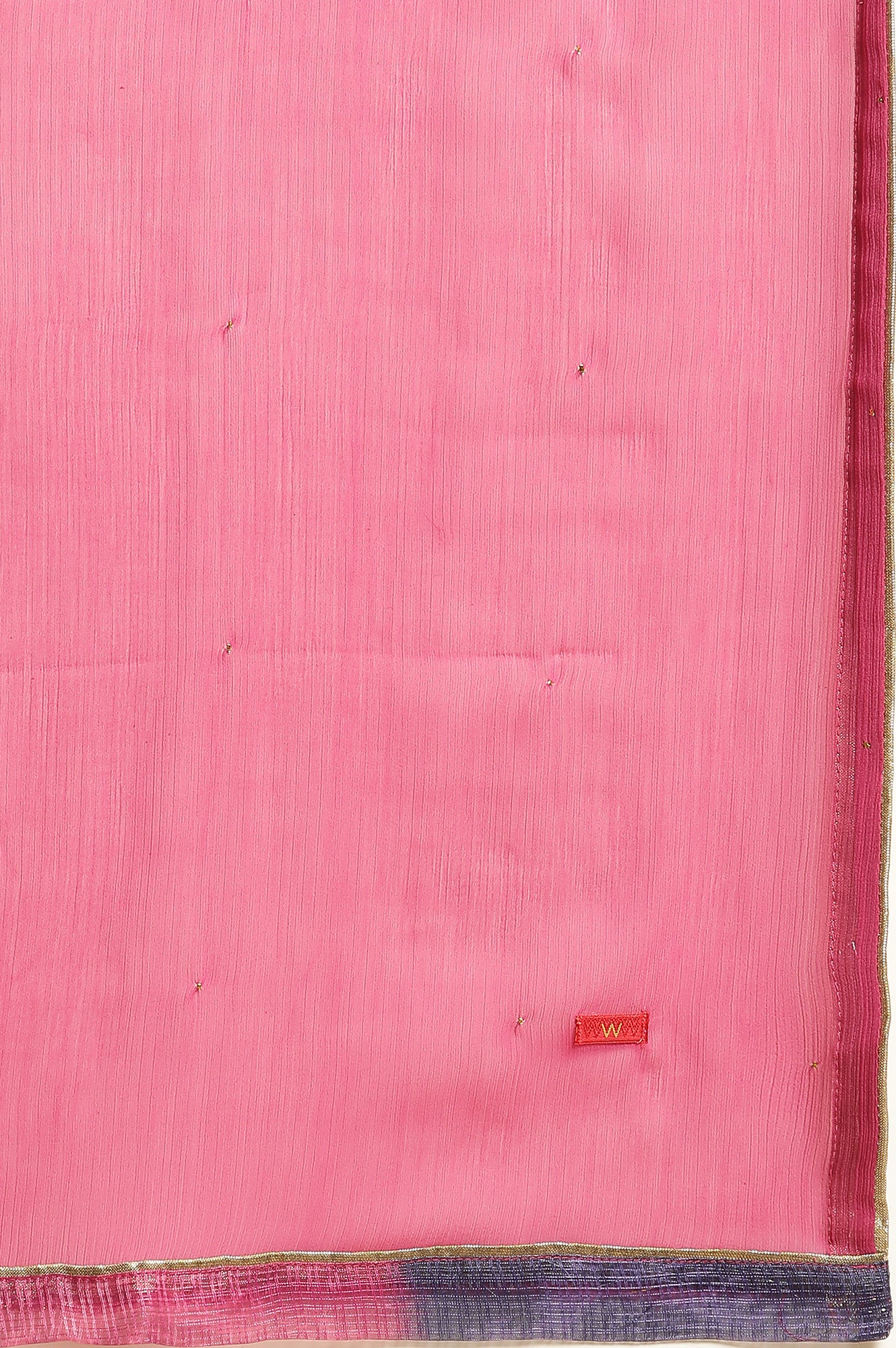 Pink Chiffon Dupatta With Golden Mukaish Highlight - Image 6