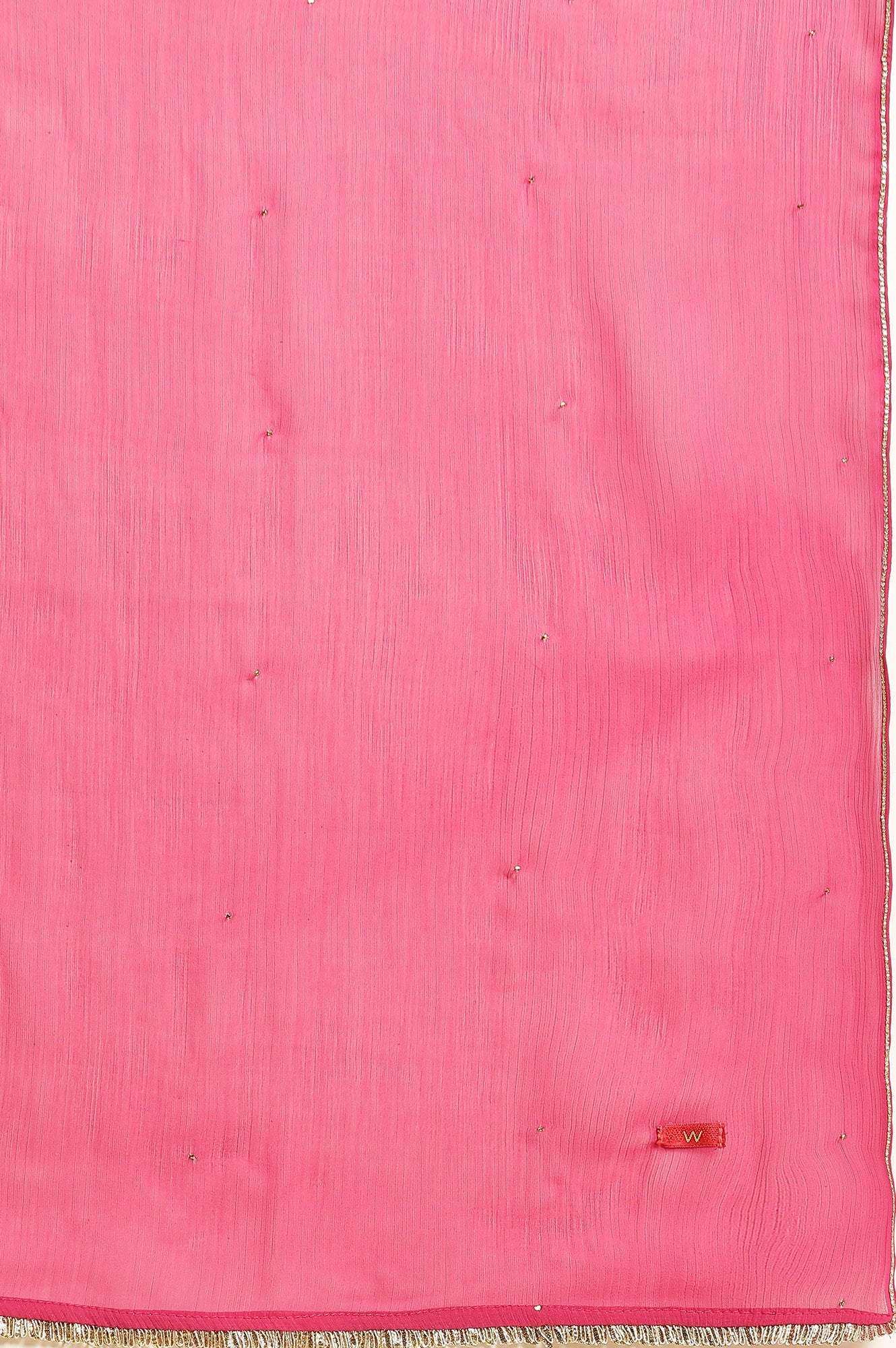 Pink Chiffon Dupatta With Gota Border - Image 6
