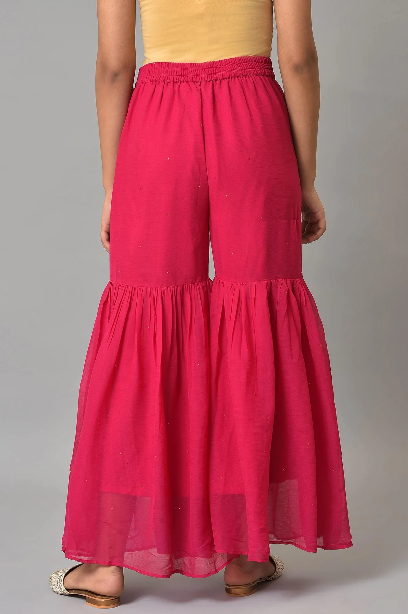 Pink Chiffon Flared Sharara - Image 2